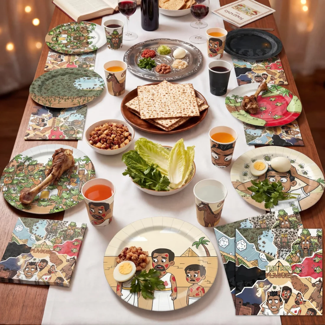 CHENGU Passover 10 plagues tableware set, view 2