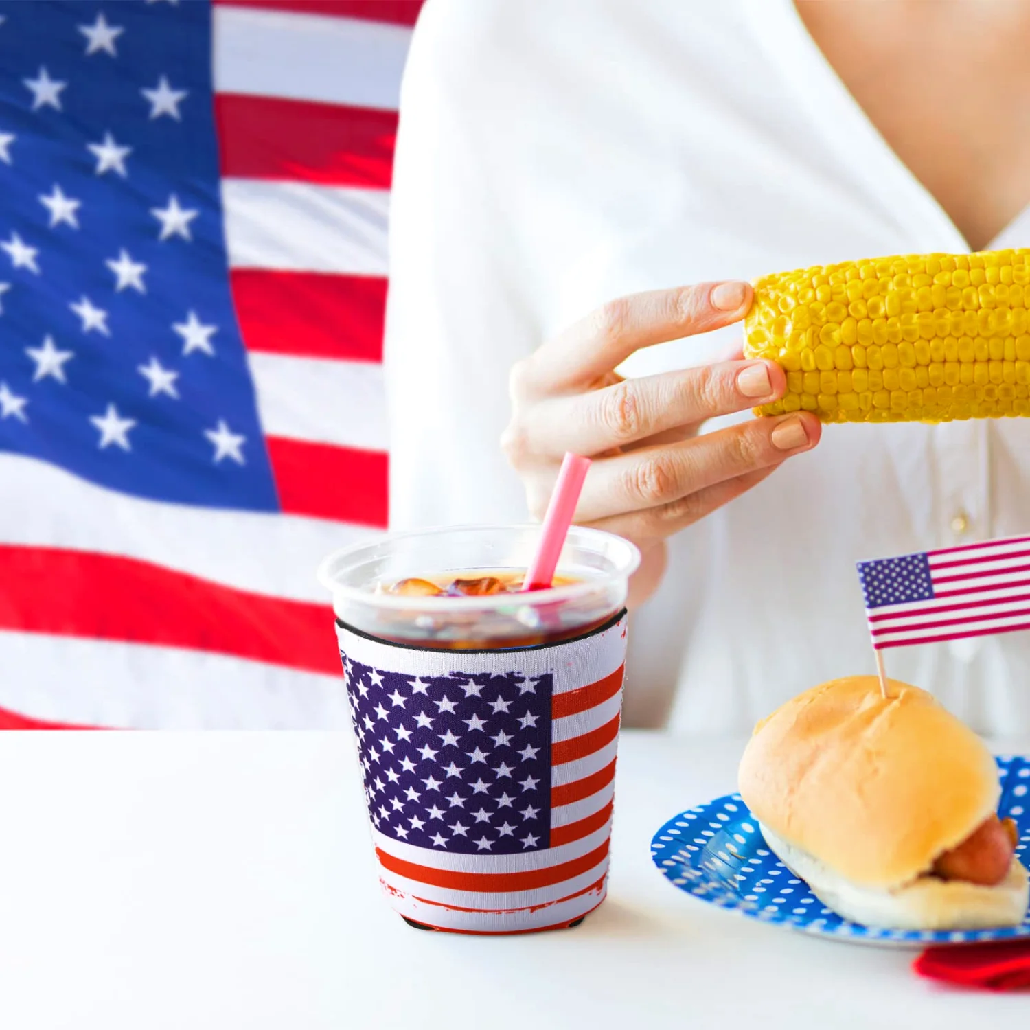 CHENGU Can coolers, 16 to 32 pcs, US Flag, 16 pcs