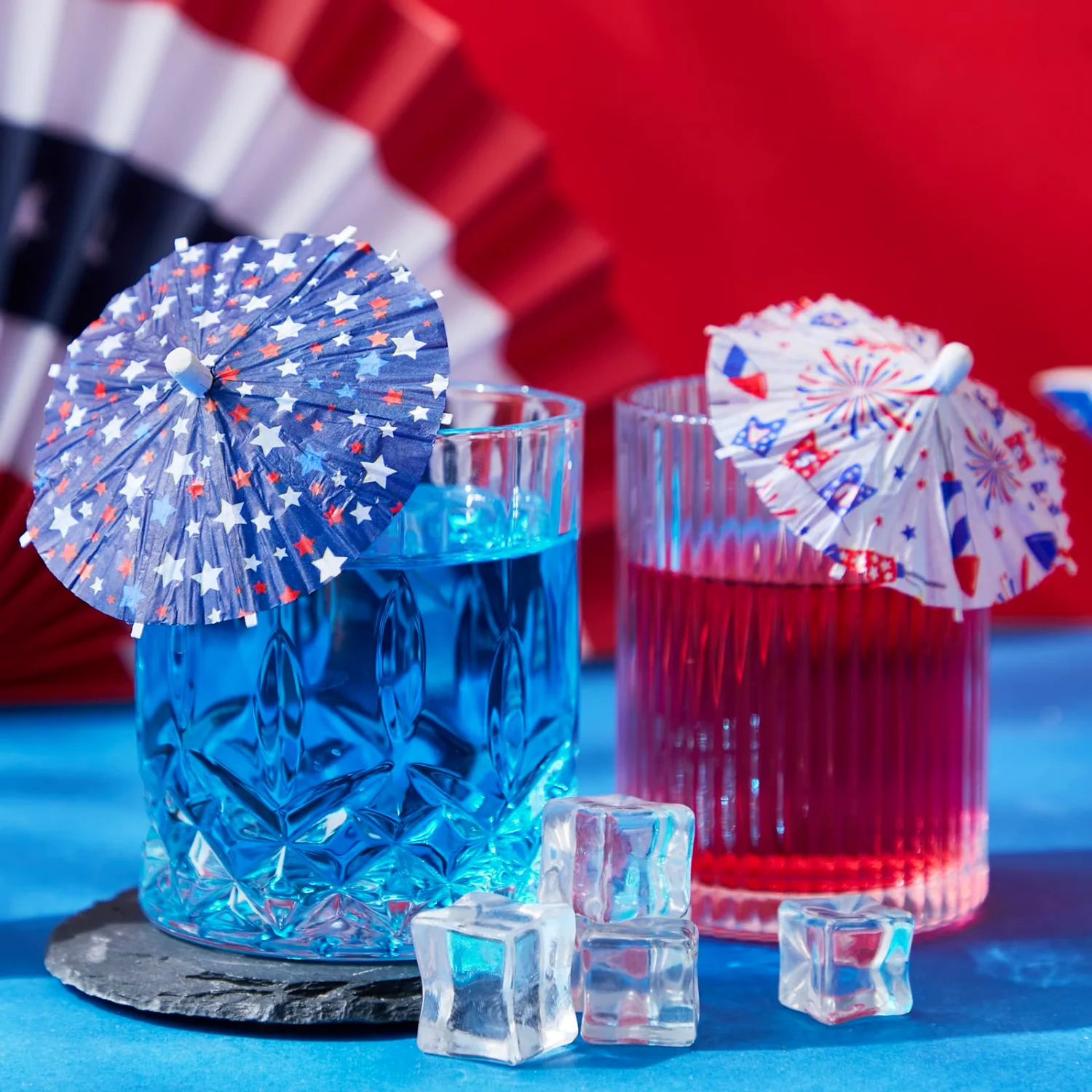 CHENGU Patriotic cocktail umbrella picks, Stars & Fireworks