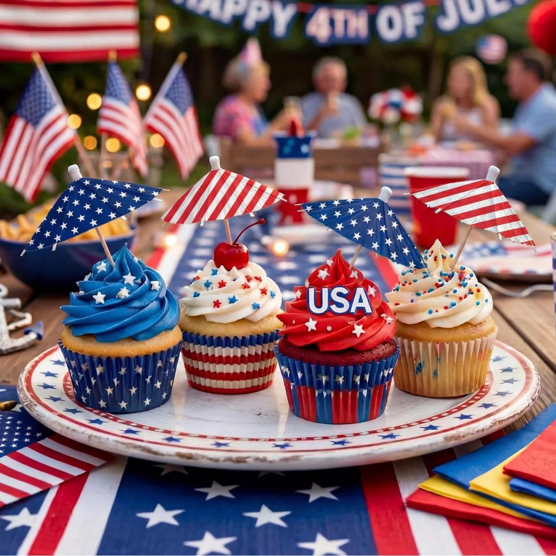 CHENGU Patriotic cocktail umbrella picks, Stars & Stripes, view 2