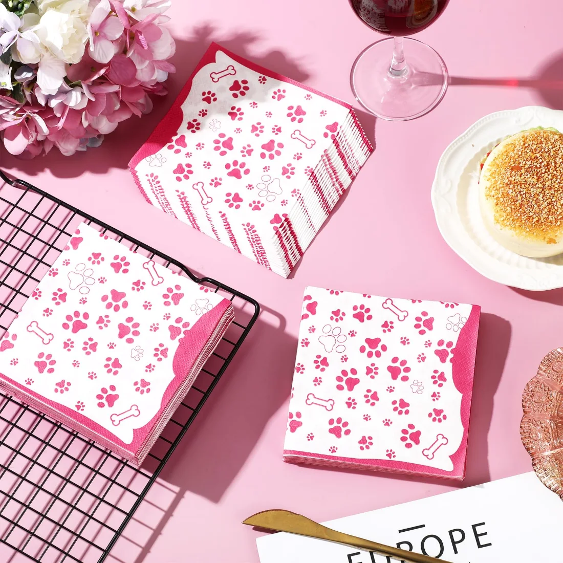 CHENGU Napkins and tableware, Pink, view 2
