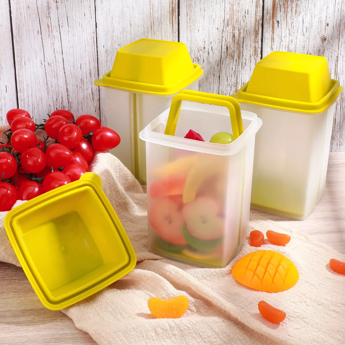 CHENGU Pickle container with strainer, Yellow, view 4