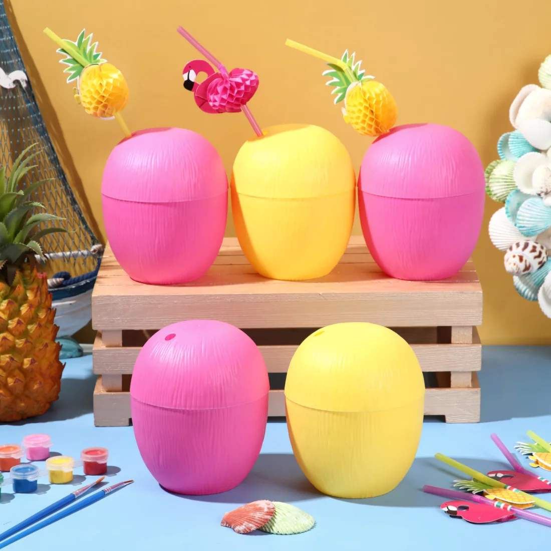 CHENGU Party cups, 48 pcs, Pink,Yellow, view 2