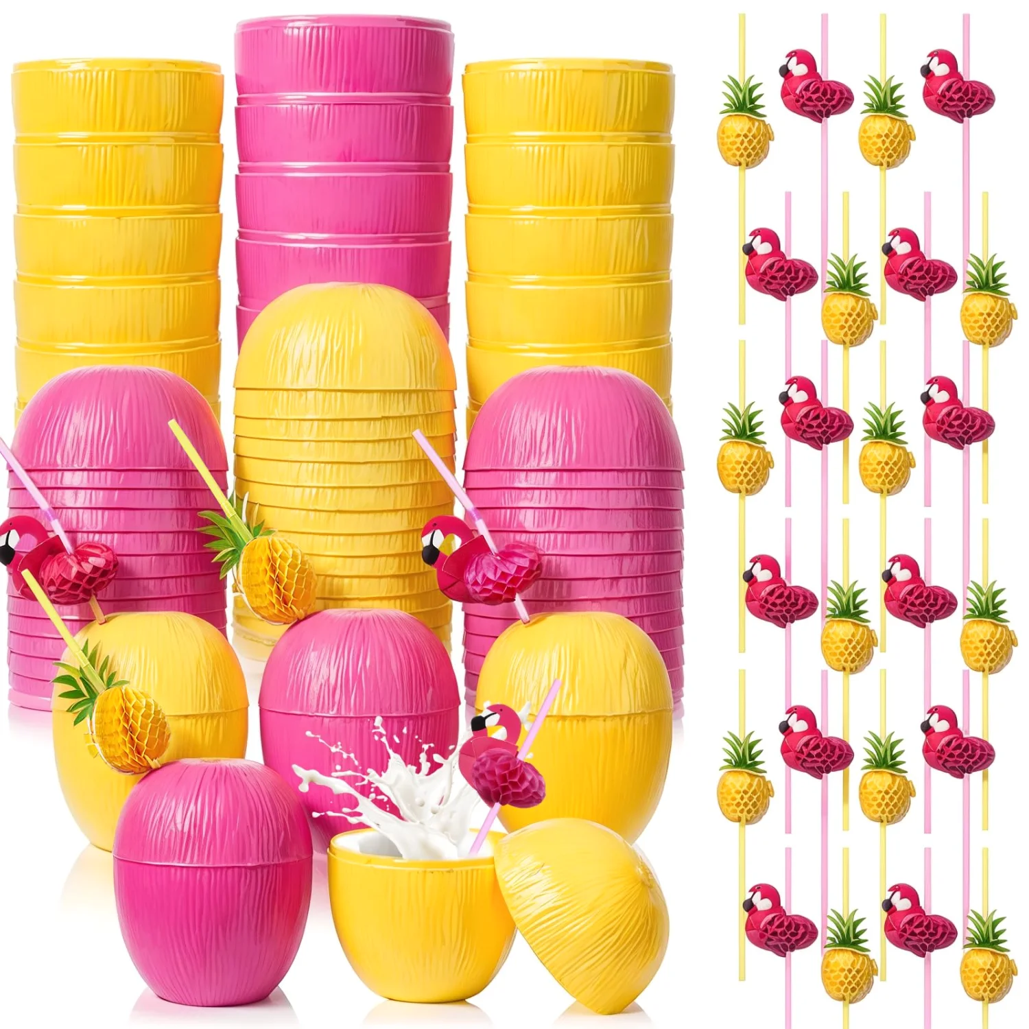 CHENGU Party cups, 48 pcs, Pink,Yellow