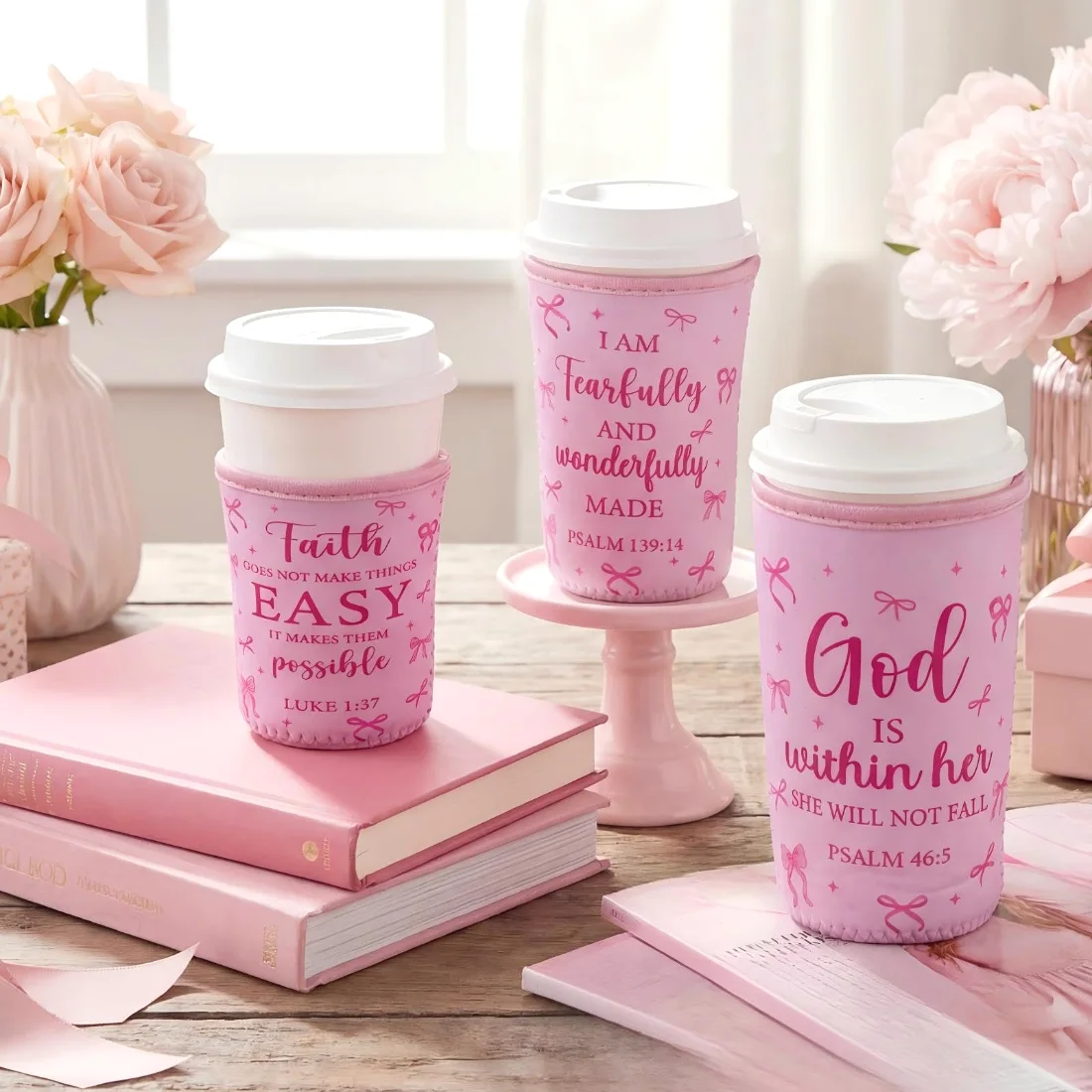 CHENGU Cup sleeves, Pink Bow, view 2