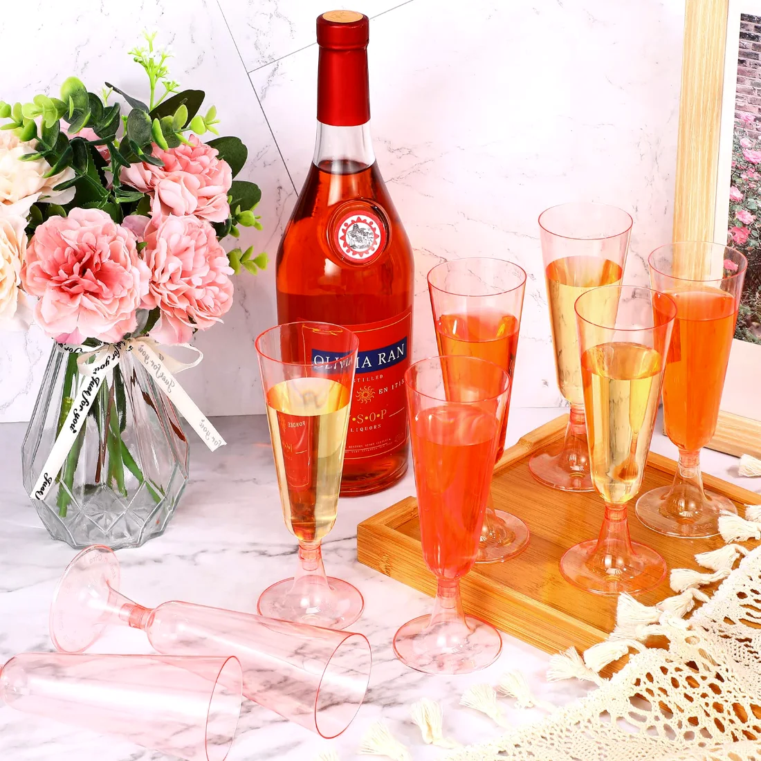 CHENGU Champagne flutes, Pink, view 2