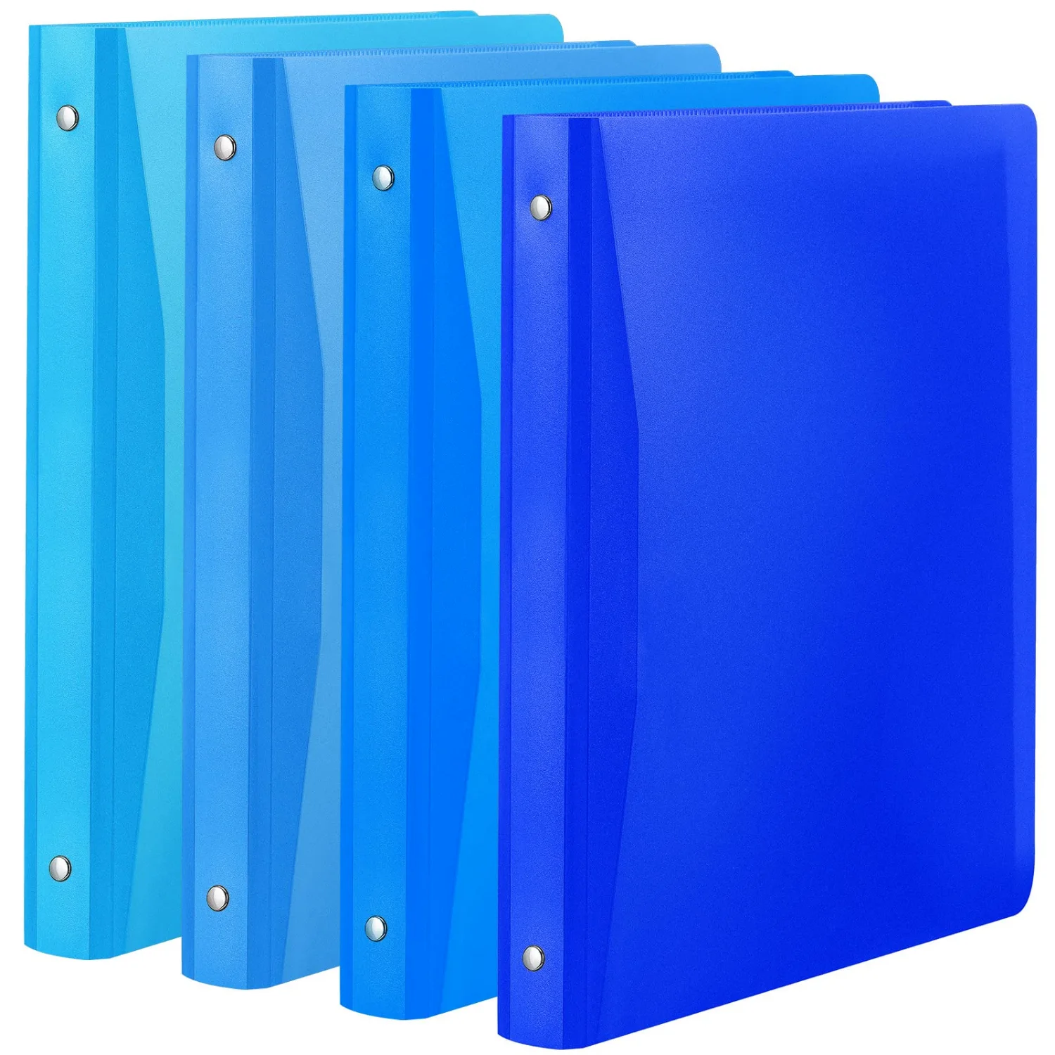 CHENGU Plastic 3-ring binders with pocket, Blue, 1 inch, 4 pcs