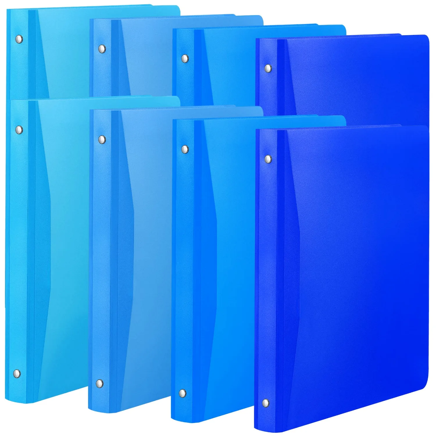 CHENGU Plastic 3-ring binders with pocket, Blue Color, 0.79 inches, 8 pcs