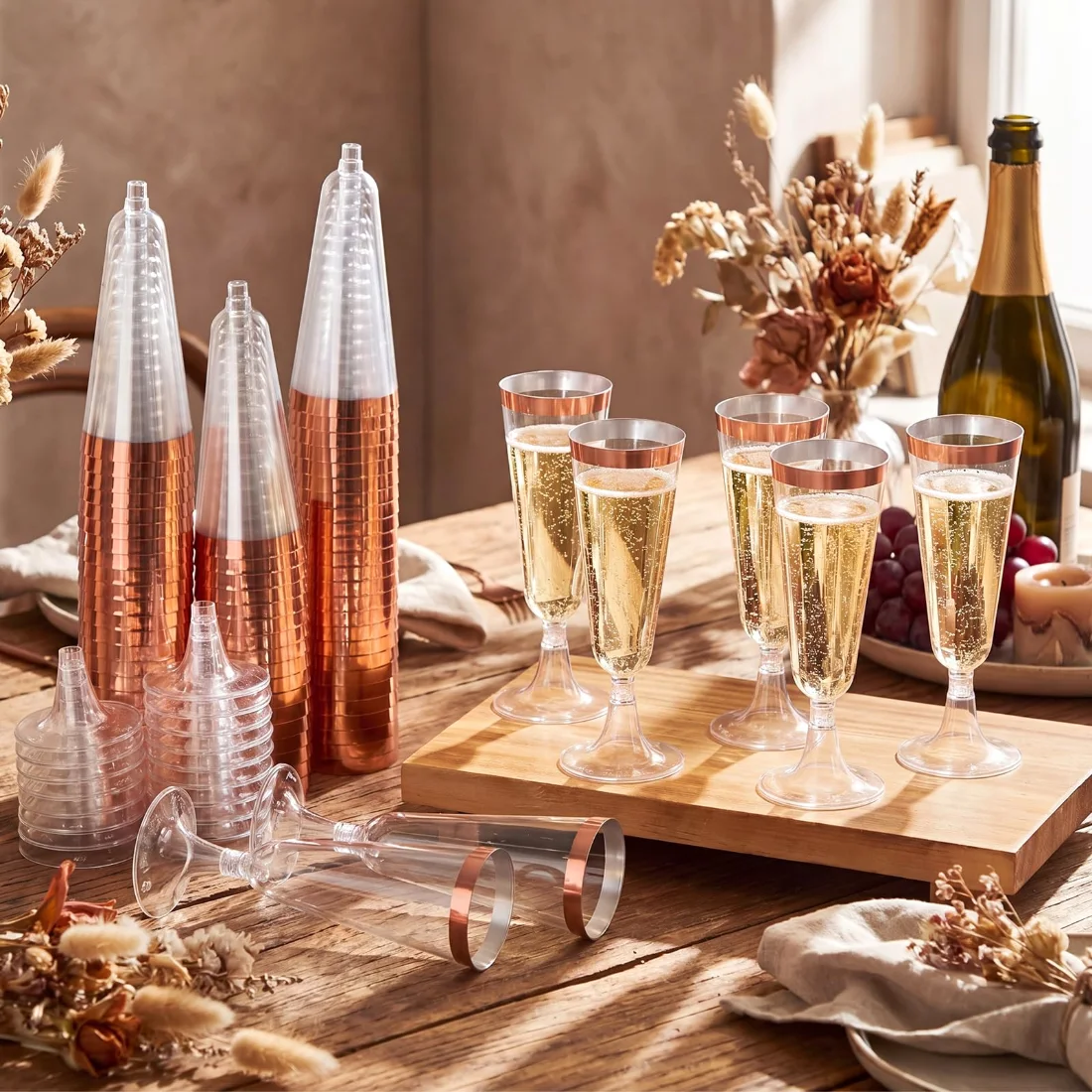 CHENGU Champagne flutes, Rose Gold, view 3