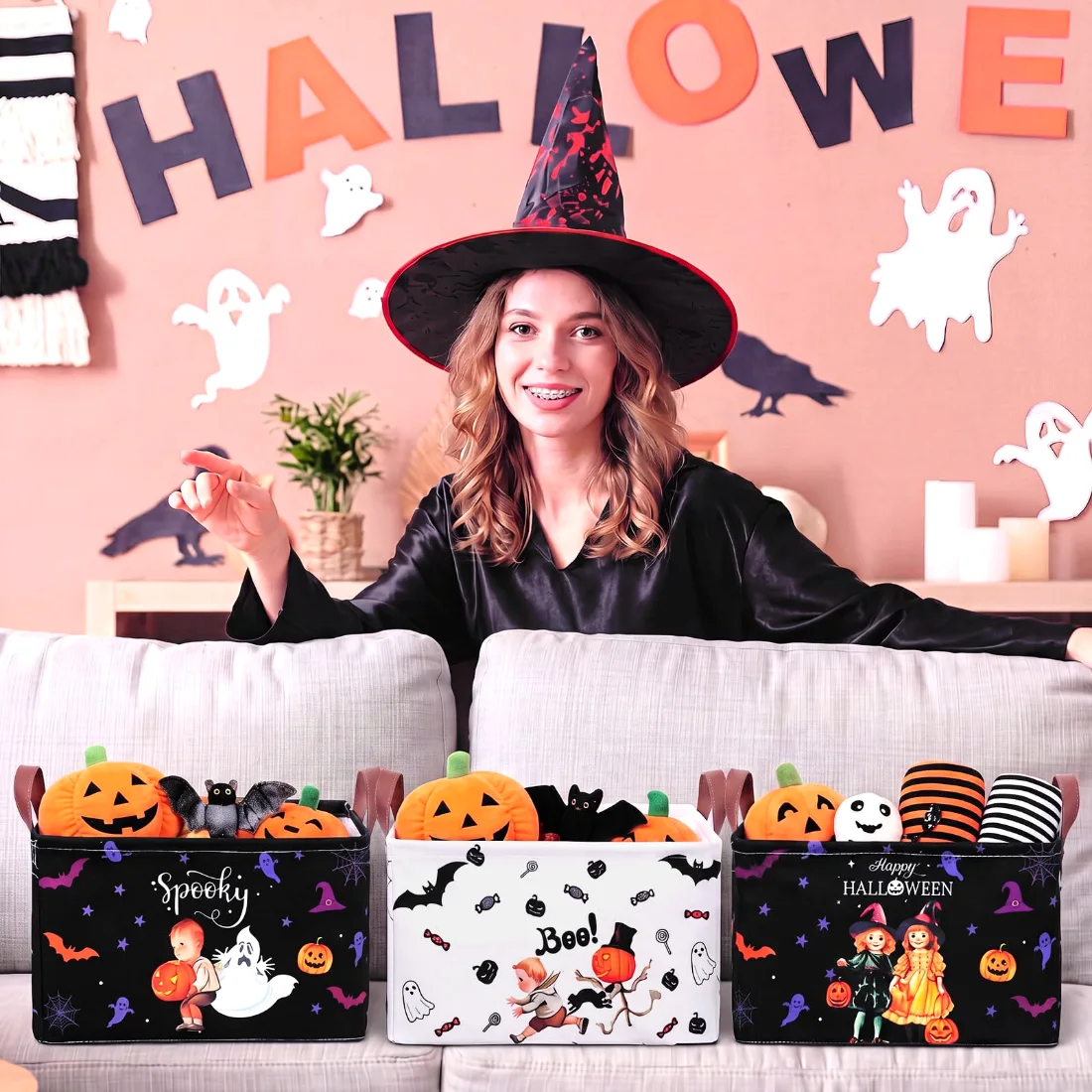 CHENGU Collapsible holiday storage bins, Trick-or-treat, 6 pcs, view 4