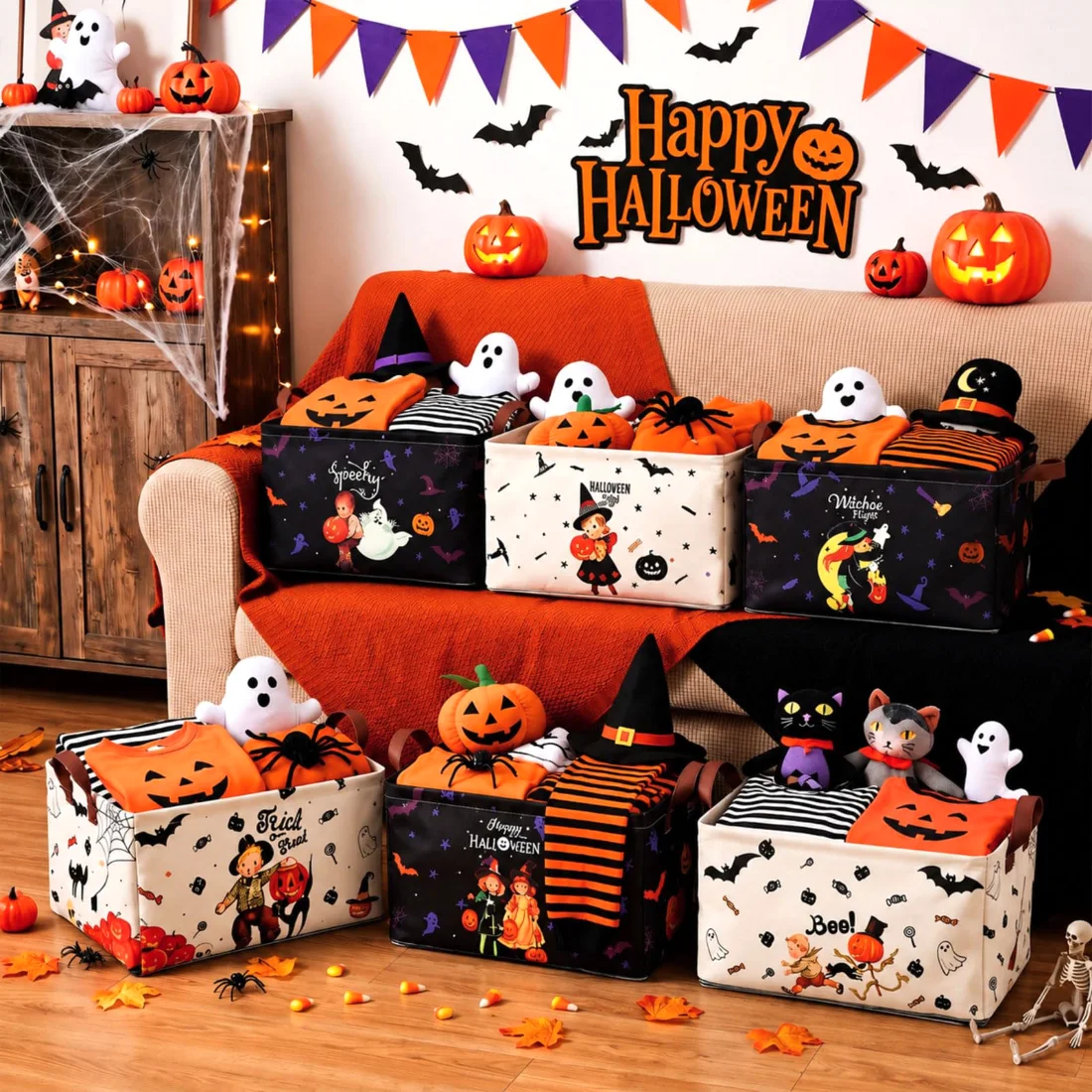 CHENGU Collapsible holiday storage bins, Trick-or-treat, 6 pcs, view 5