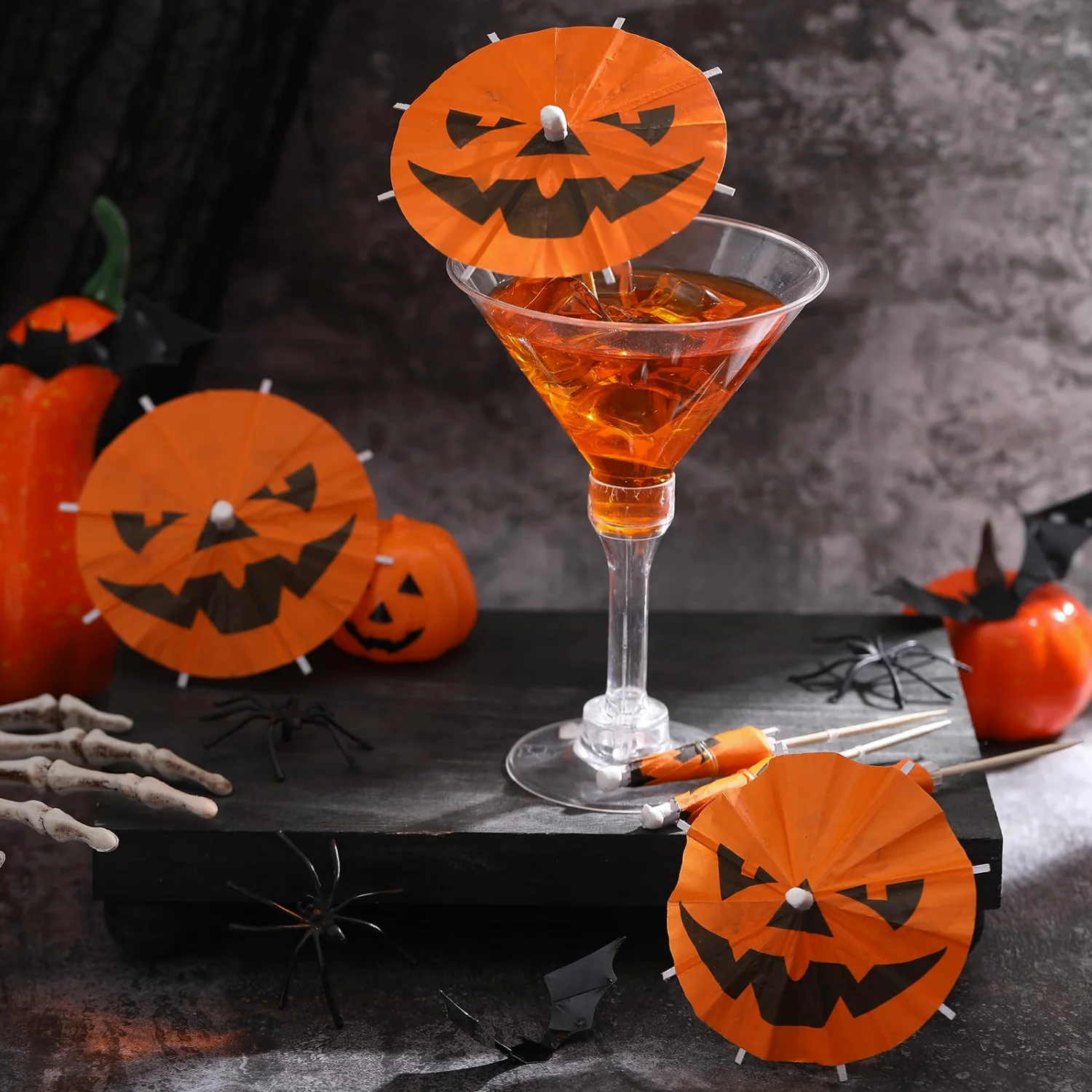 CHENGU Pumpkin cocktail umbrella picks