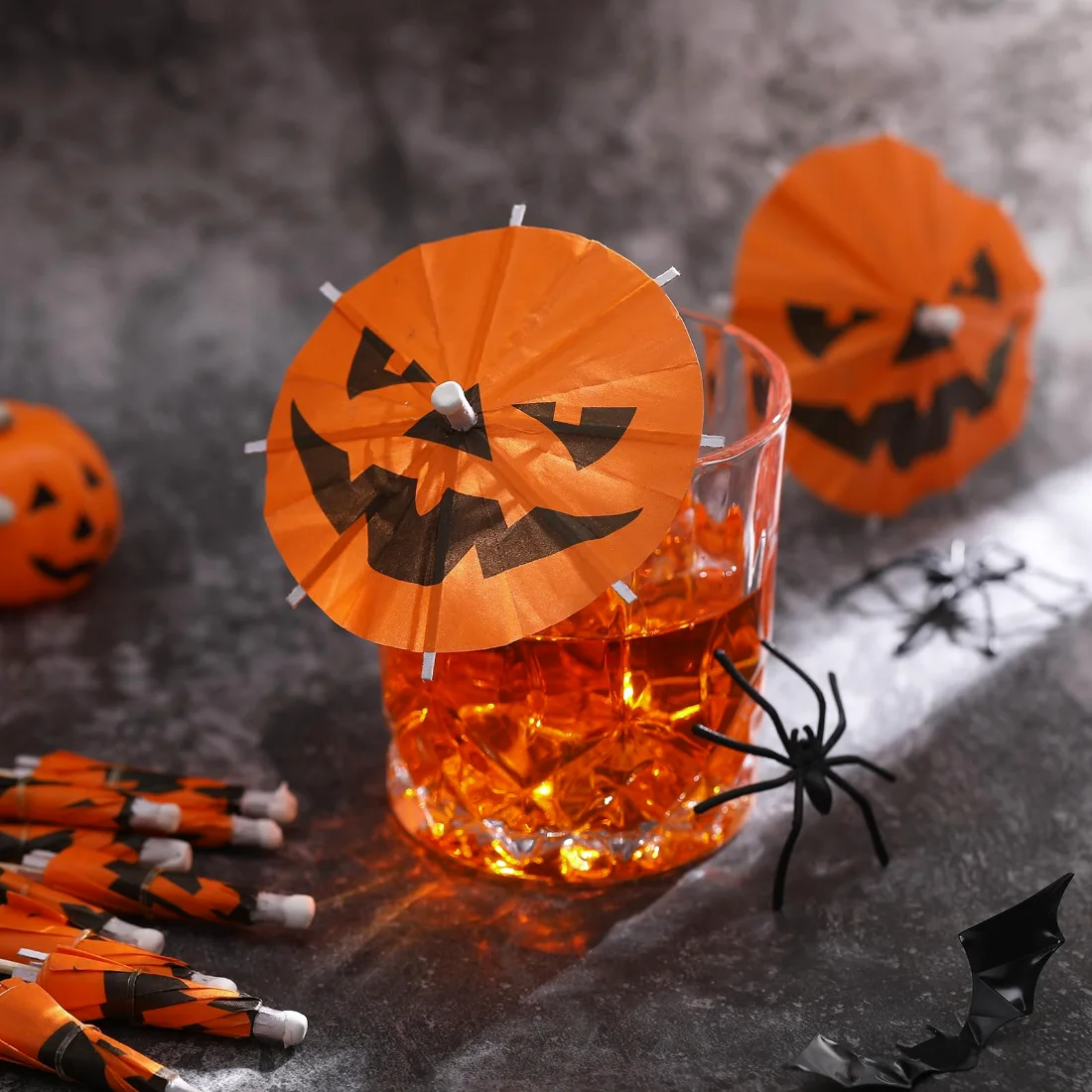 CHENGU Pumpkin cocktail umbrella picks, view 2
