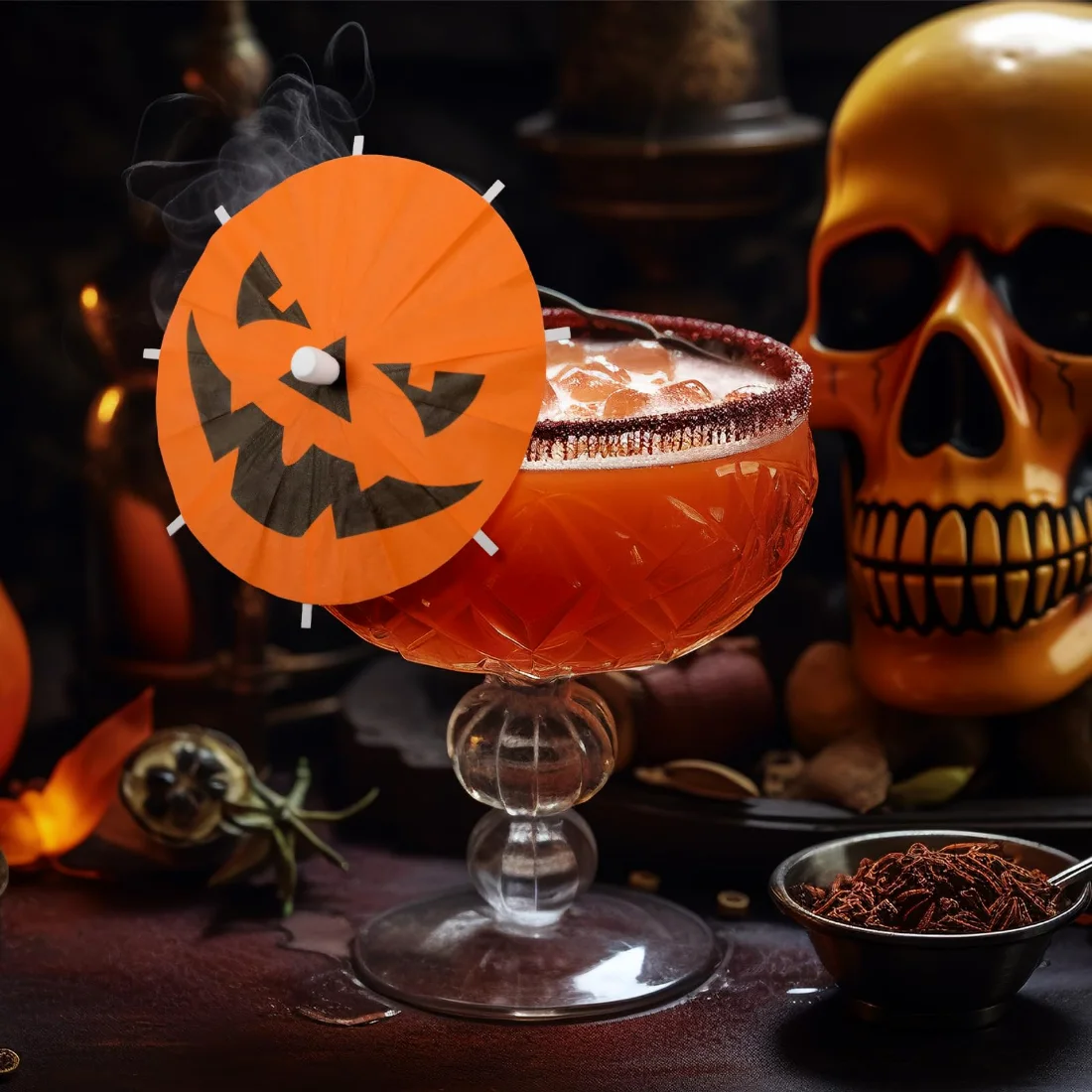 CHENGU Pumpkin cocktail umbrella picks, view 3