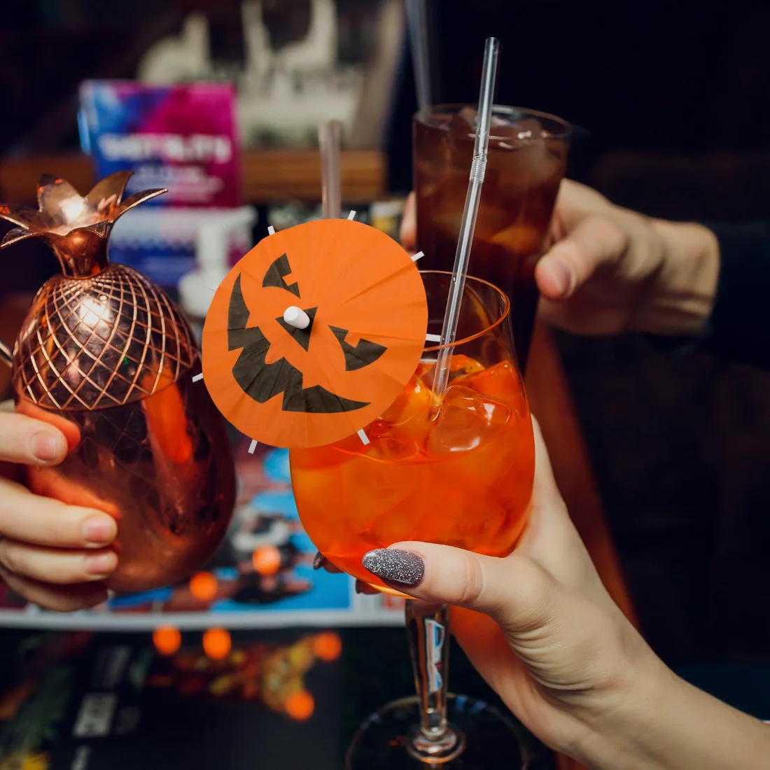 CHENGU Pumpkin cocktail umbrella picks, view 4