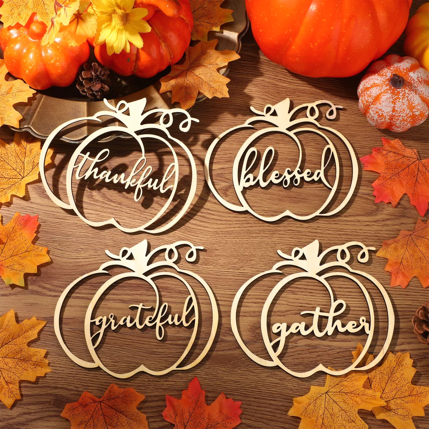 CHENGU Pumpkin wooden place card decor