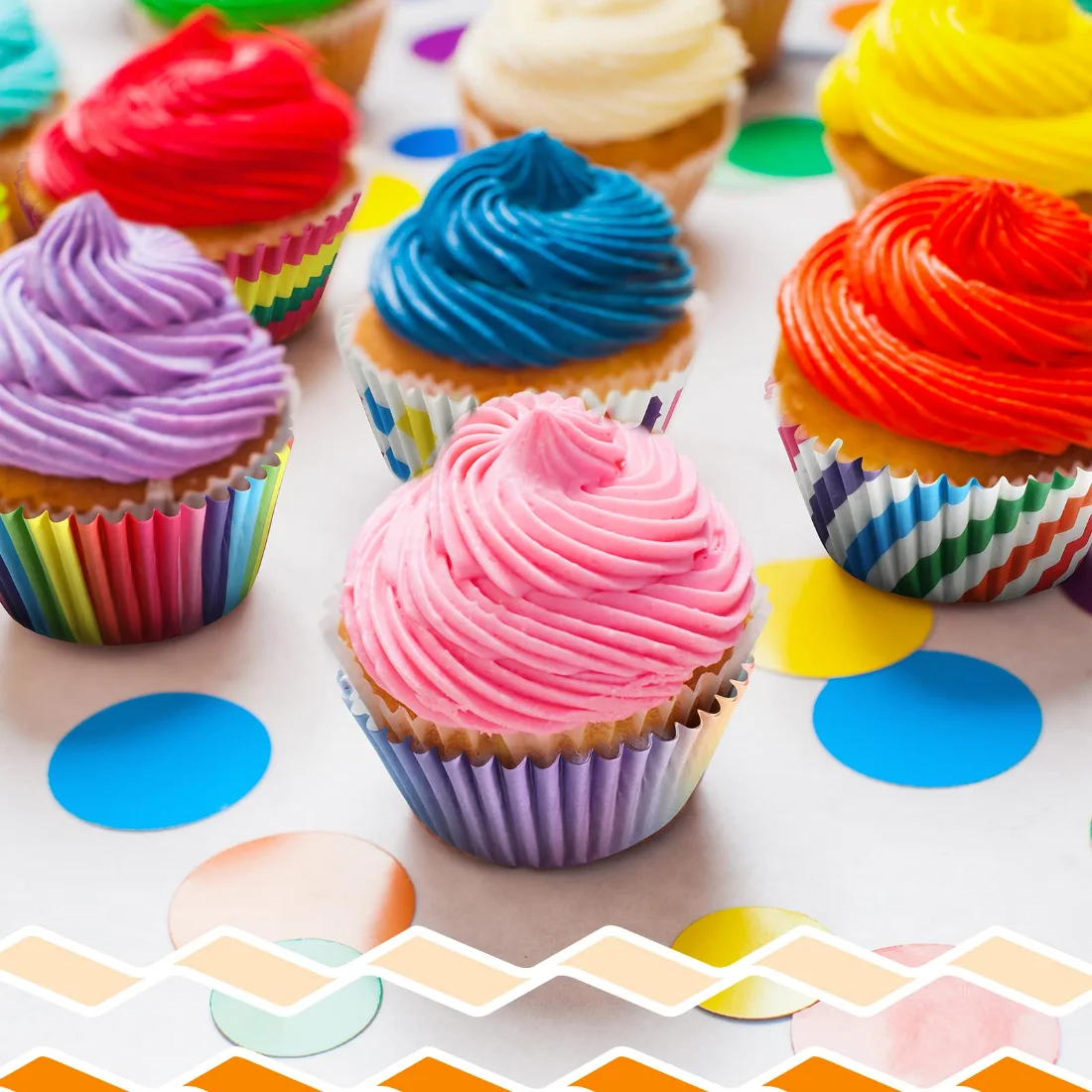 CHENGU Rainbow paper cupcake liners, view 4