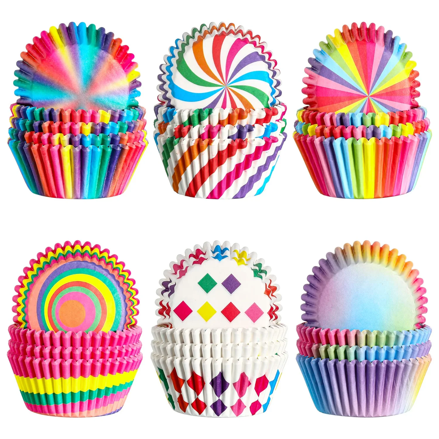 CHENGU Rainbow paper cupcake liners