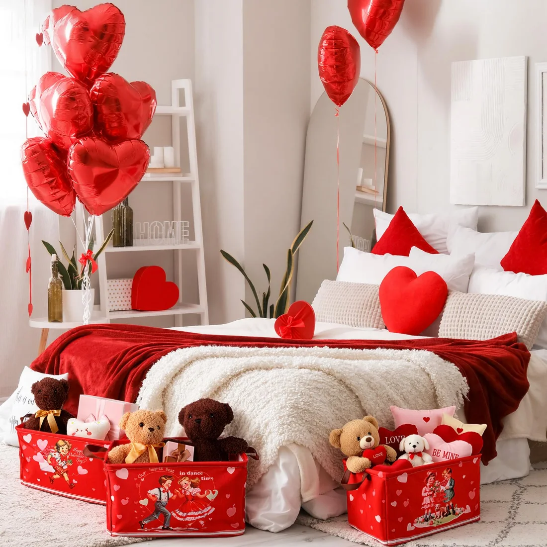 CHENGU Collapsible holiday storage bins, Red Heart, 6 pcs, view 3