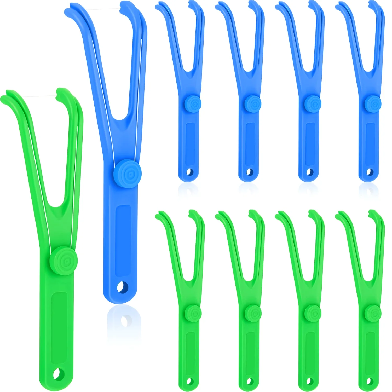 CHENGU Reusable dental floss holders, Blue, Green, 10 pcs
