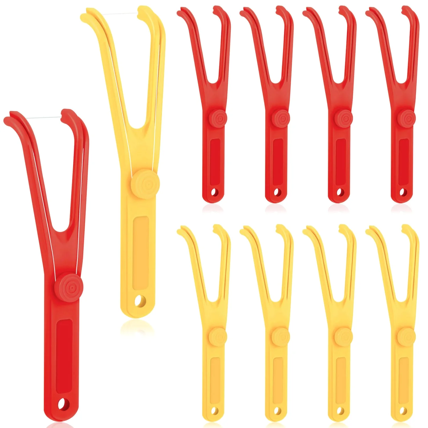 CHENGU Reusable dental floss holders, Red, Yellow, 10 pcs