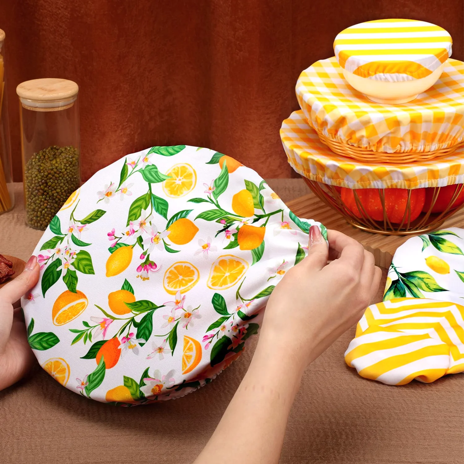 CHENGU Fabric bowl covers, Lemon
