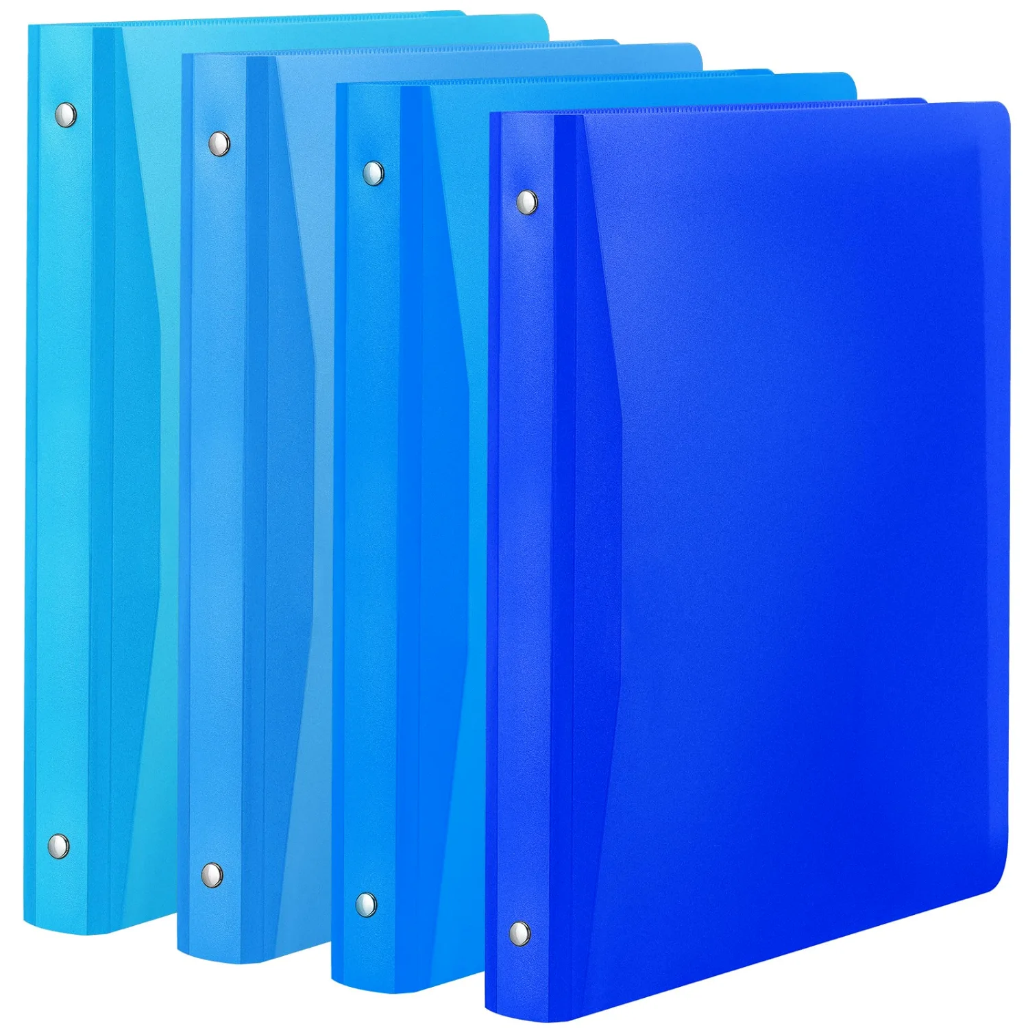 CHENGU Plastic 3-ring binders with pocket, Blue Color, 1 inches, 4 pcs