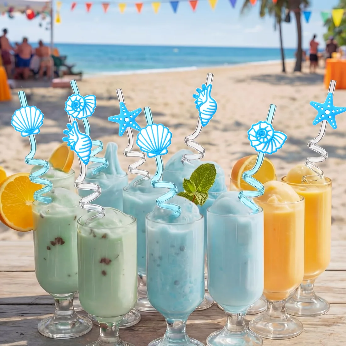 CHENGU Seashell starfish spiral straws, view 4