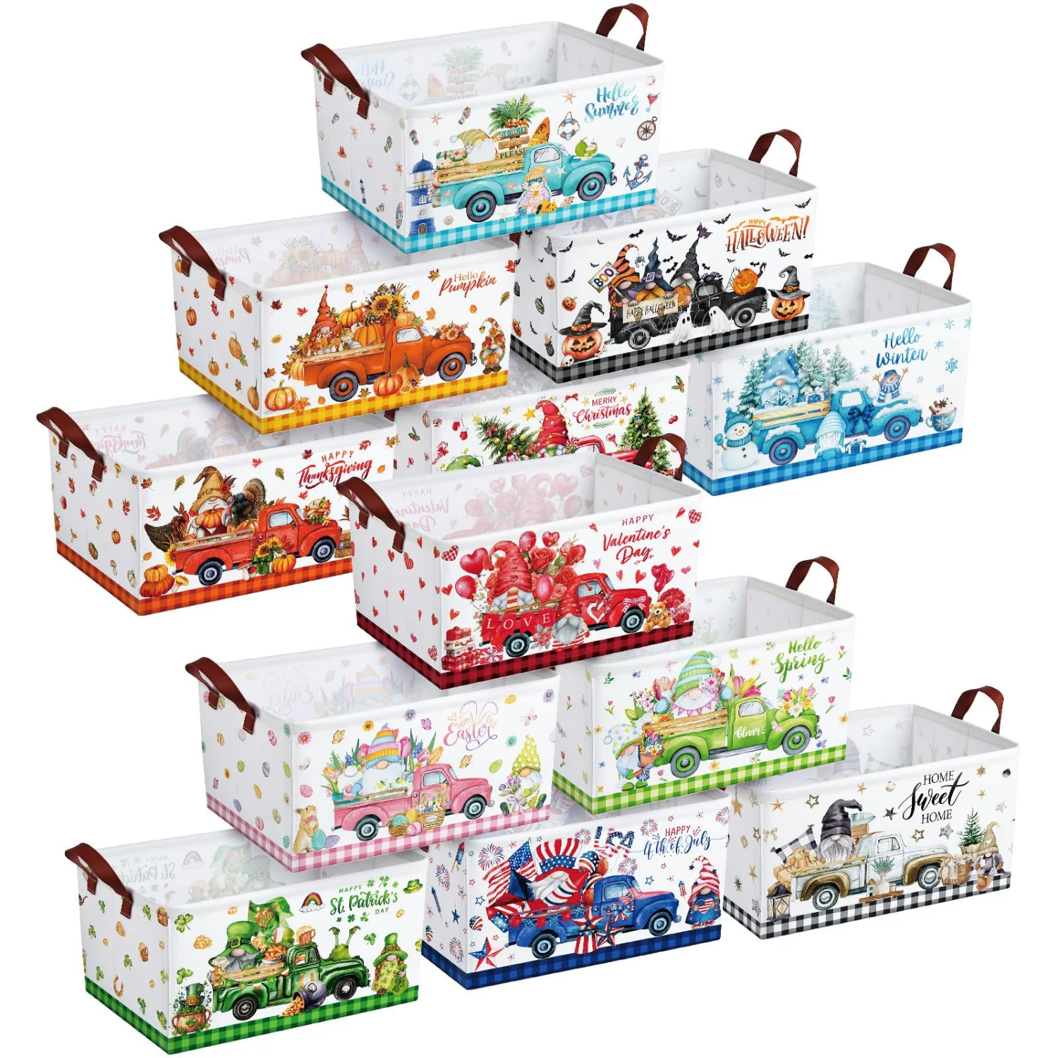 CHENGU Collapsible holiday storage bins, Retro, 12 pcs