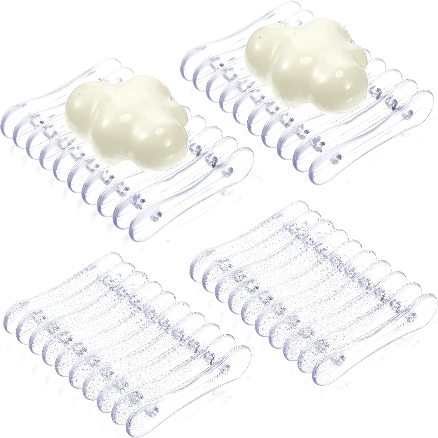 CHENGU Self-draining soap dishes, Clear, 4 pcs