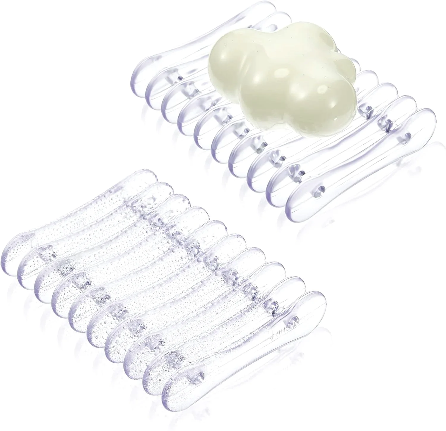CHENGU Self-draining soap dishes, Clear, 2 pcs