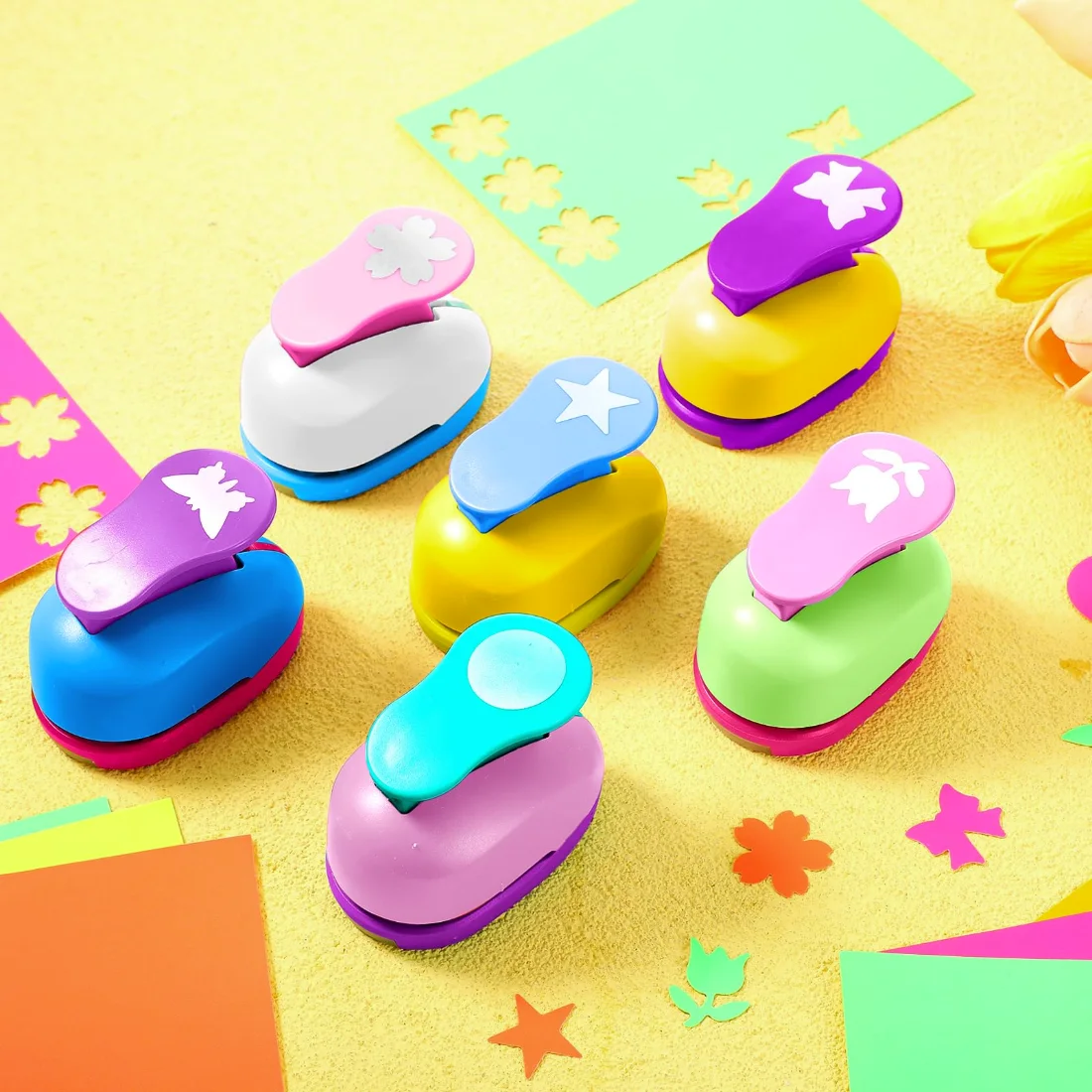 CHENGU Shaped craft hole punches, 1 Inch, Fresh, 6 pcs, view 2