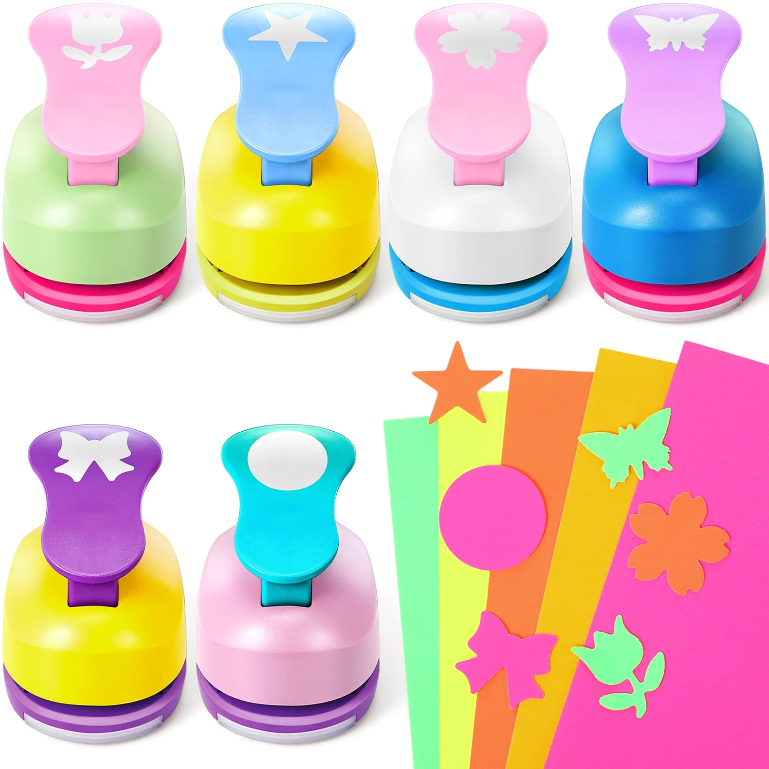CHENGU Shaped craft hole punches, 1 Inch, Fresh, 6 pcs