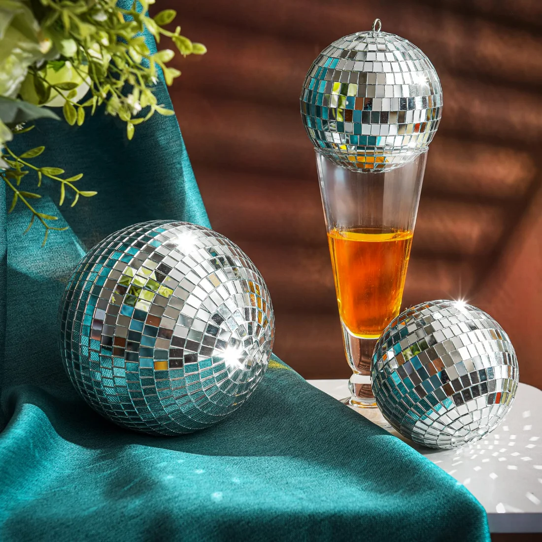 CHENGU Silver disco ball set, 6 Inch, view 2