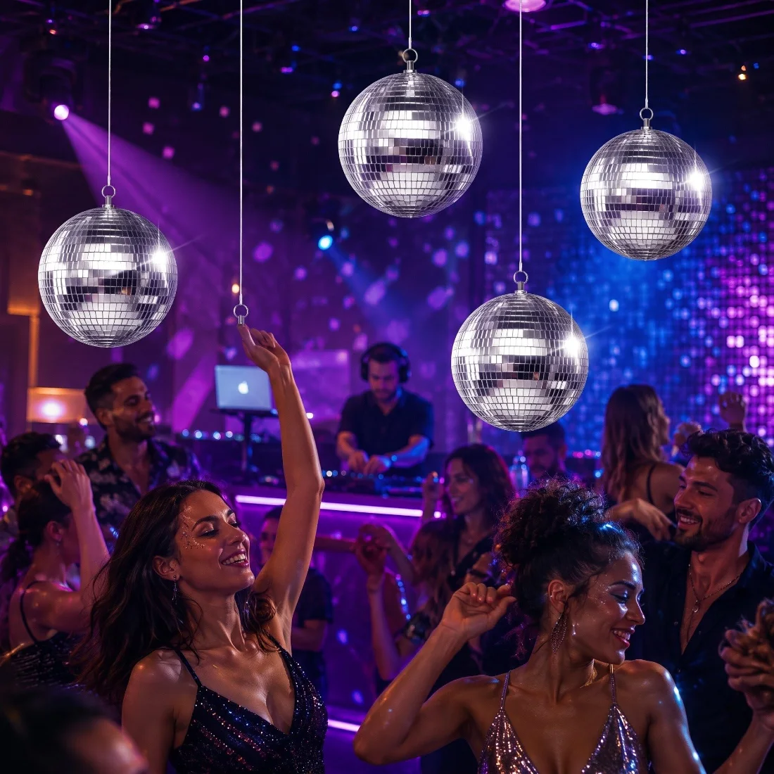 CHENGU Silver disco ball set, 6 Inch, view 3