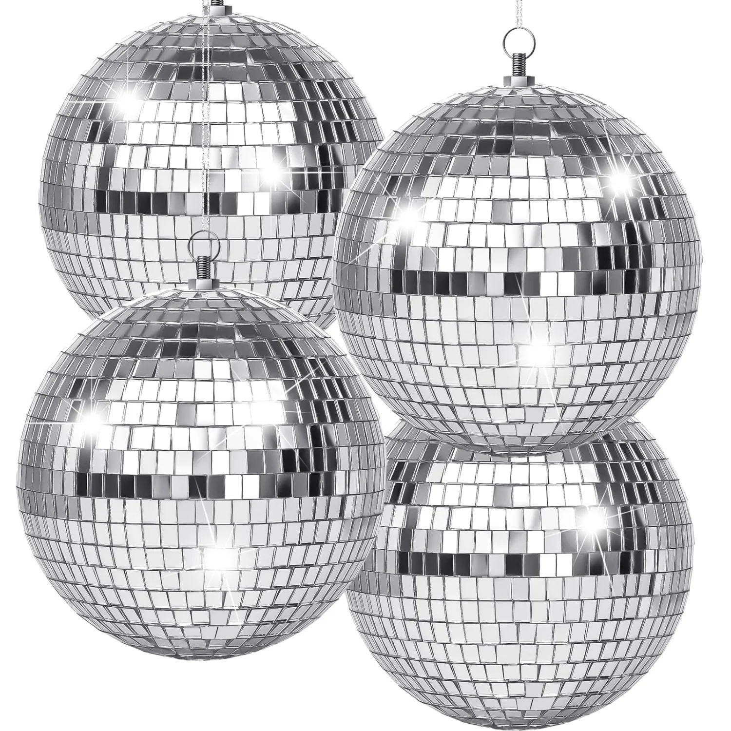 CHENGU Silver disco ball set, 6 Inch