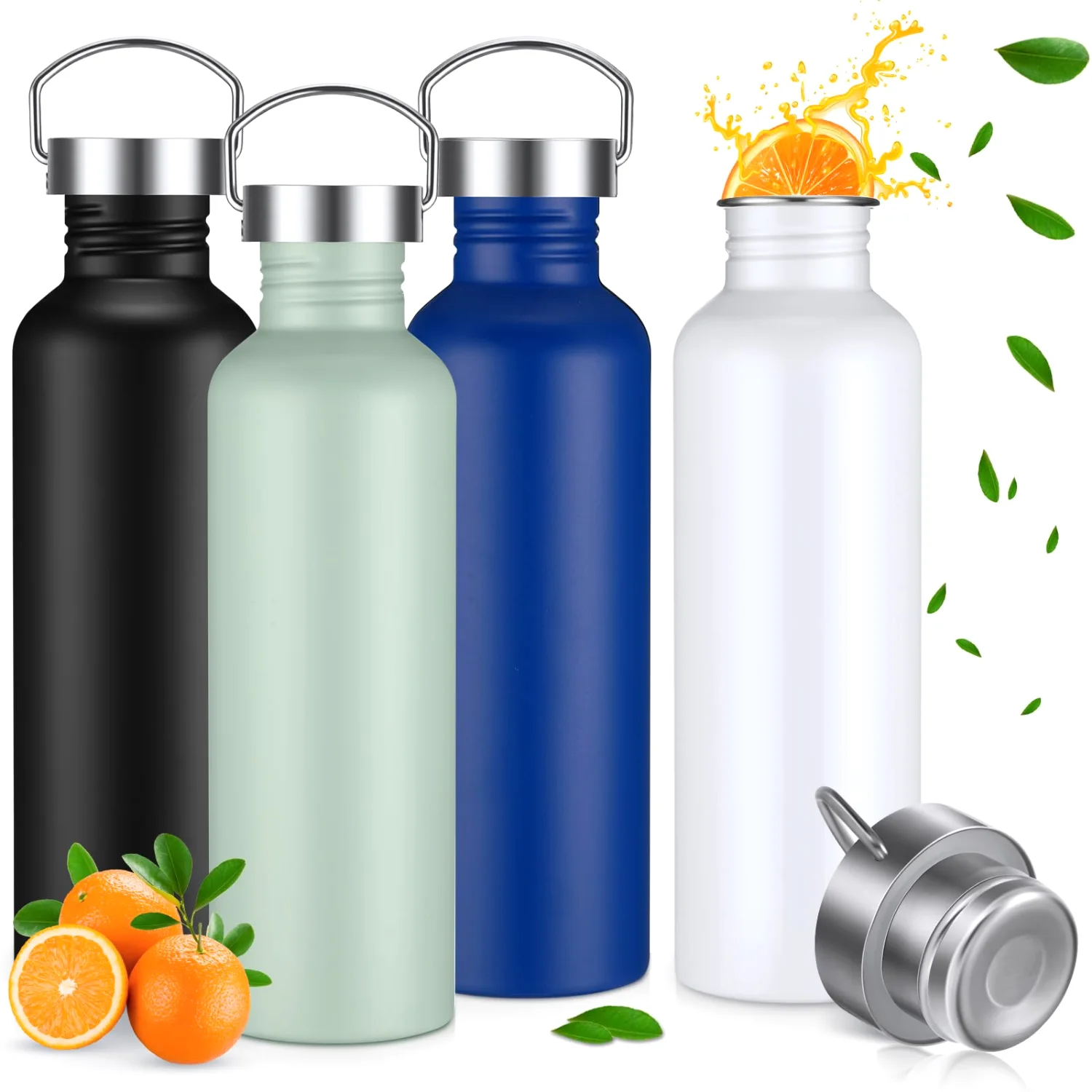 CHENGU Single wall stainless steel water bottles, Mix Color, 34 oz