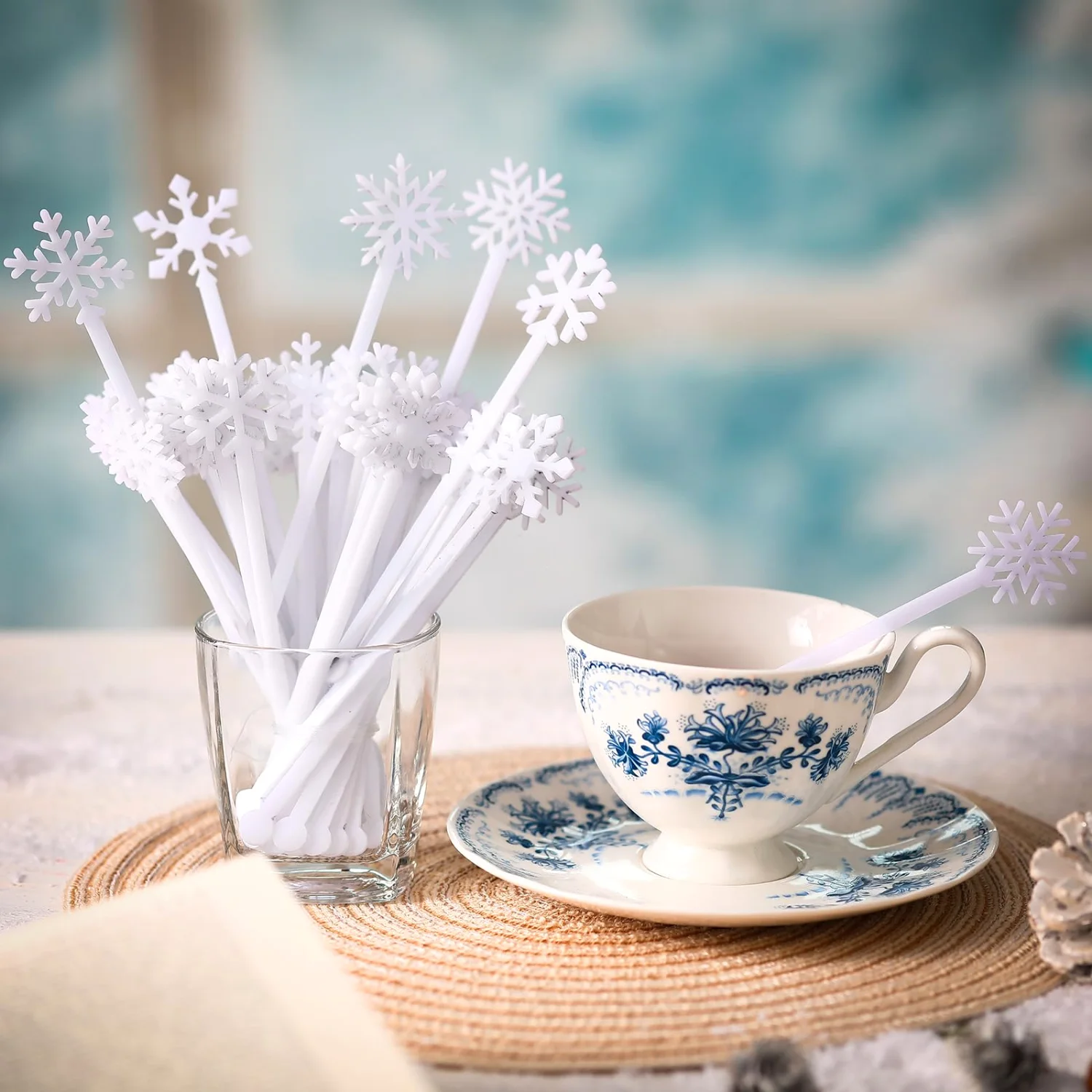 CHENGU Seasonal coffee stirrers, Snowflake, 60 pcs
