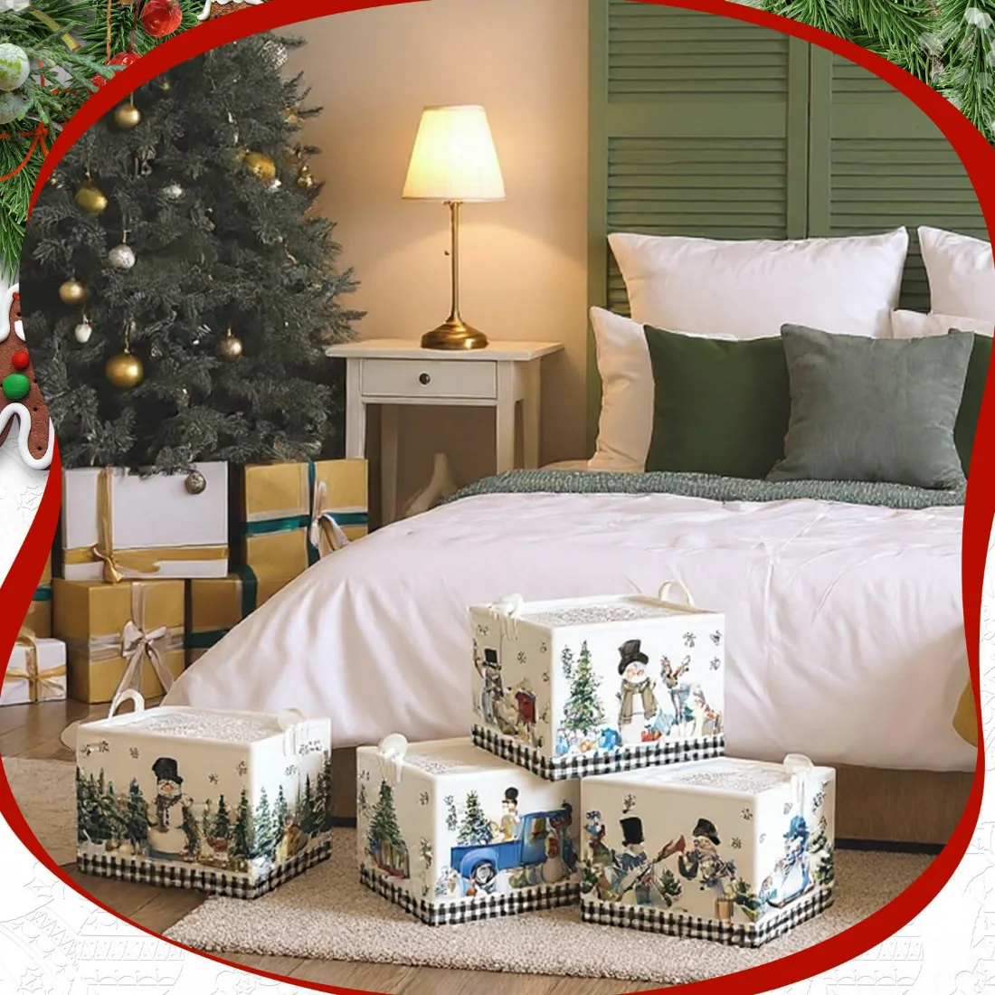 CHENGU Collapsible holiday storage bins, Snowman, 6 pcs, view 2