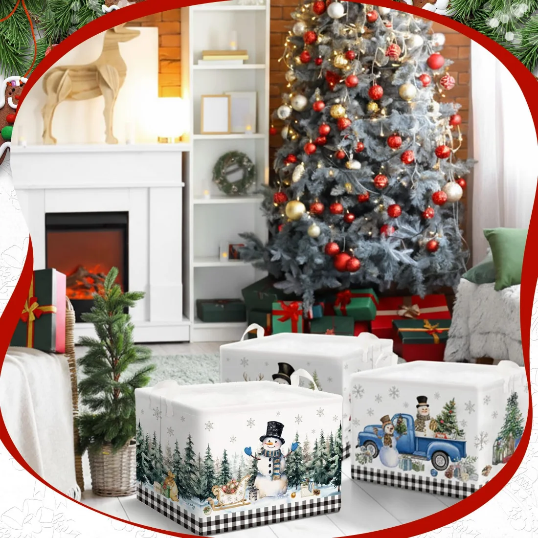 CHENGU Collapsible holiday storage bins, Snowman, 6 pcs, view 3