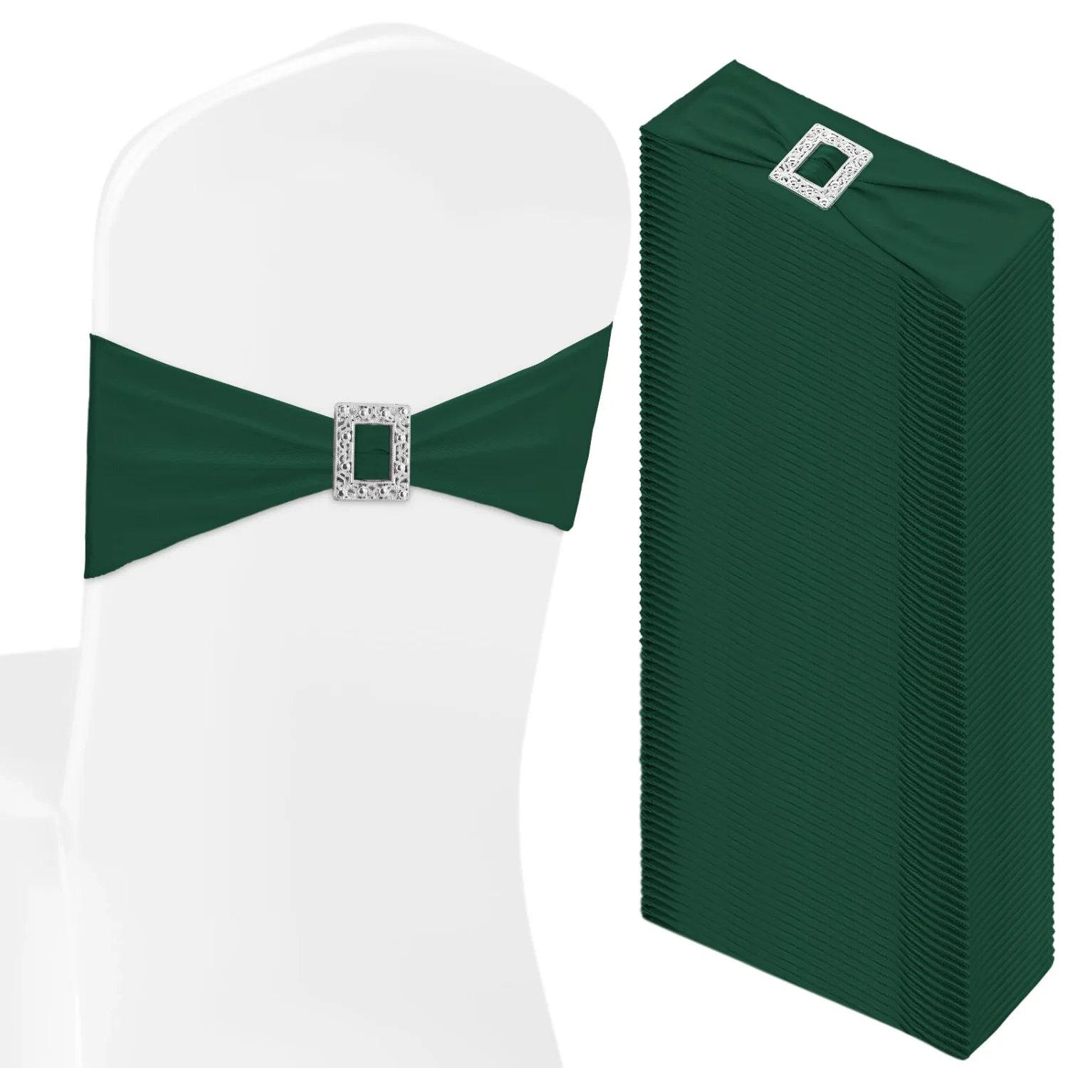 CHENGU Spandex chair sashes with buckle, Dark Green