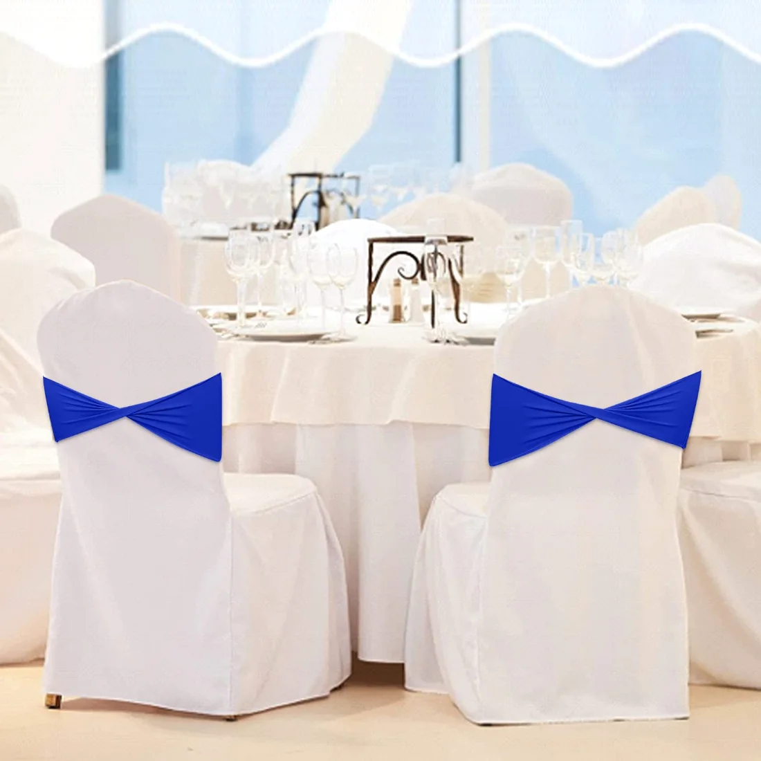 CHENGU Spandex chair sashes, Blue, view 2