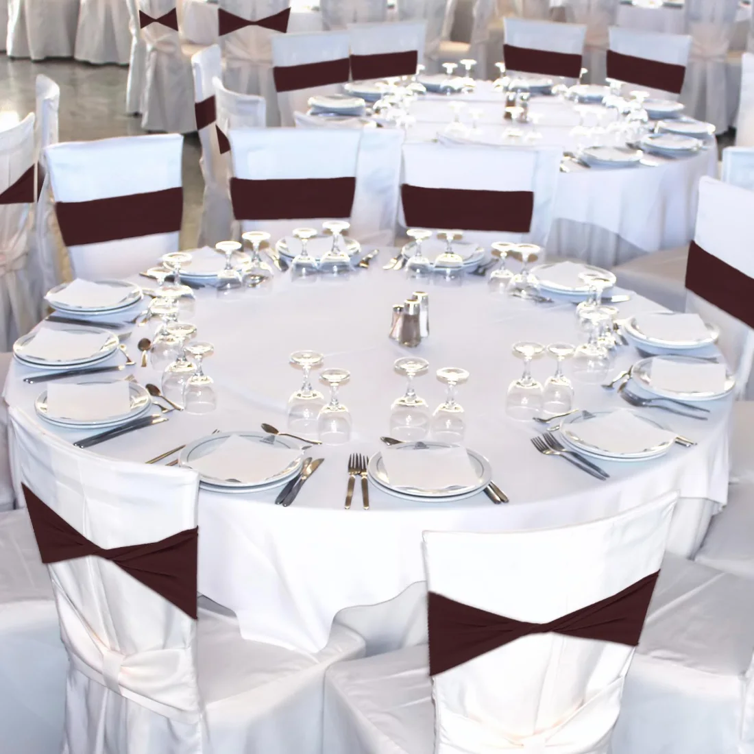 CHENGU Spandex chair sashes, Brown, view 2