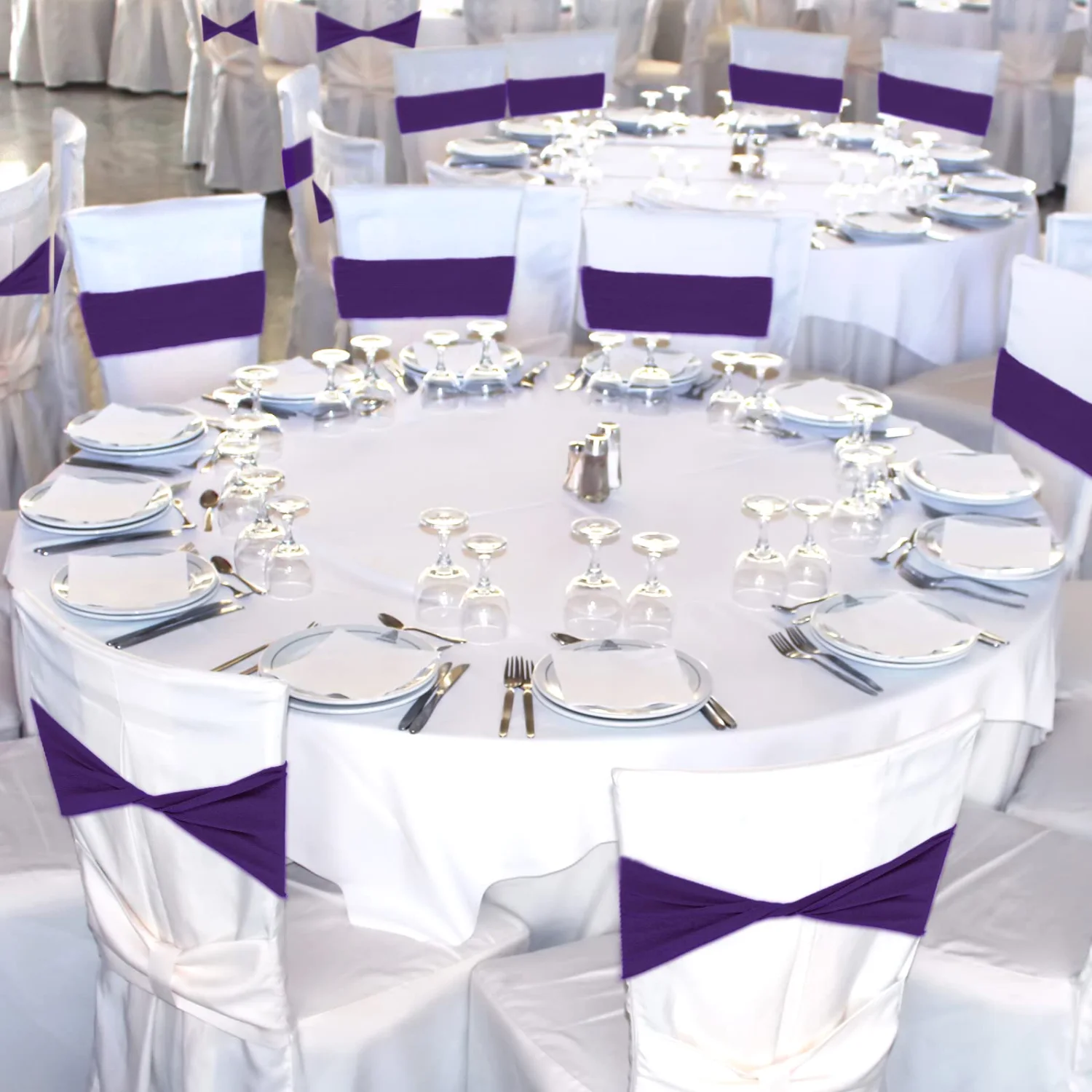 CHENGU Spandex chair sashes, Deep Purple