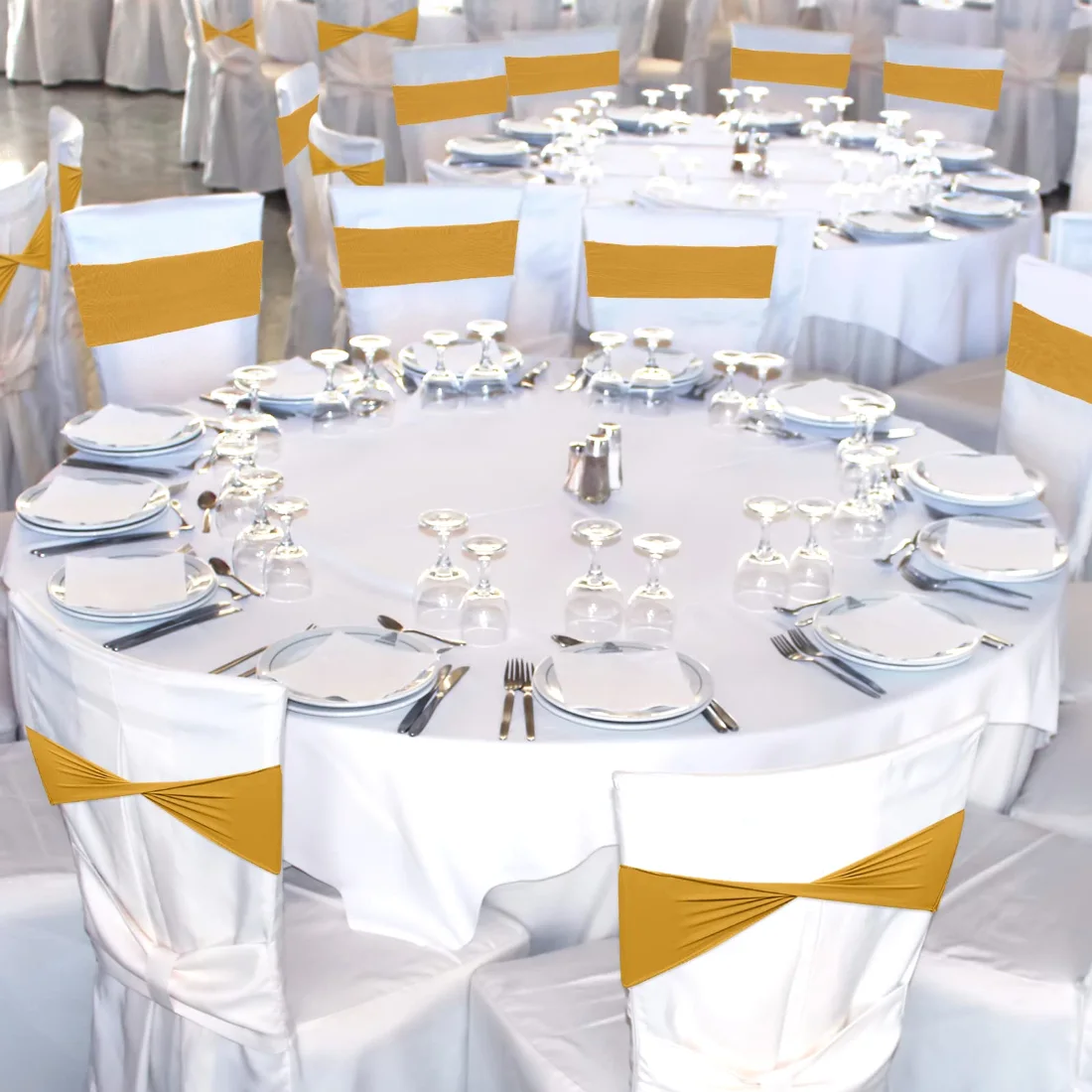 CHENGU Spandex chair sashes, Gold, view 3
