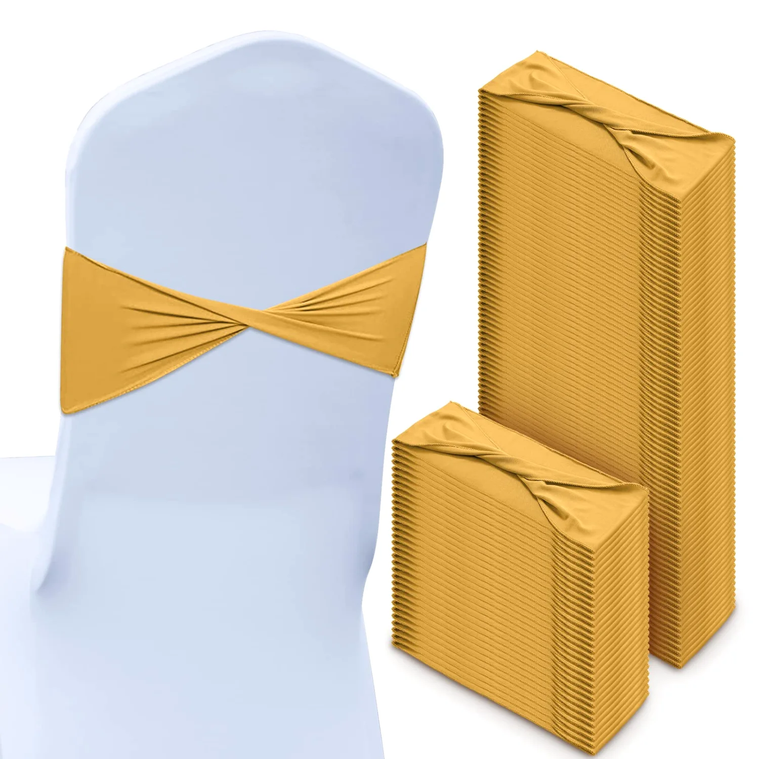 CHENGU Spandex chair sashes, Gold