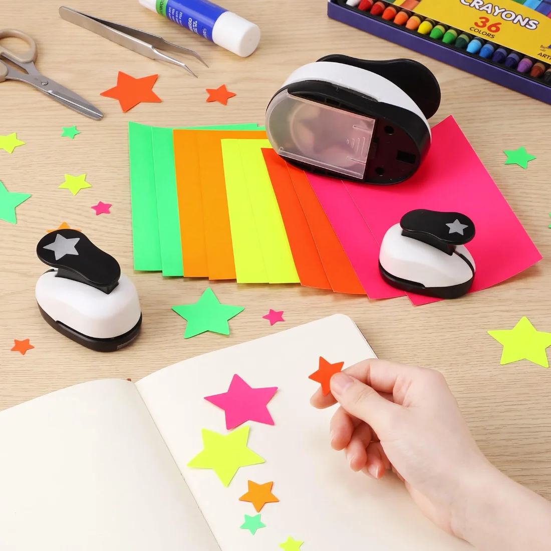 CHENGU Large hole punch set, Black, Star, view 2