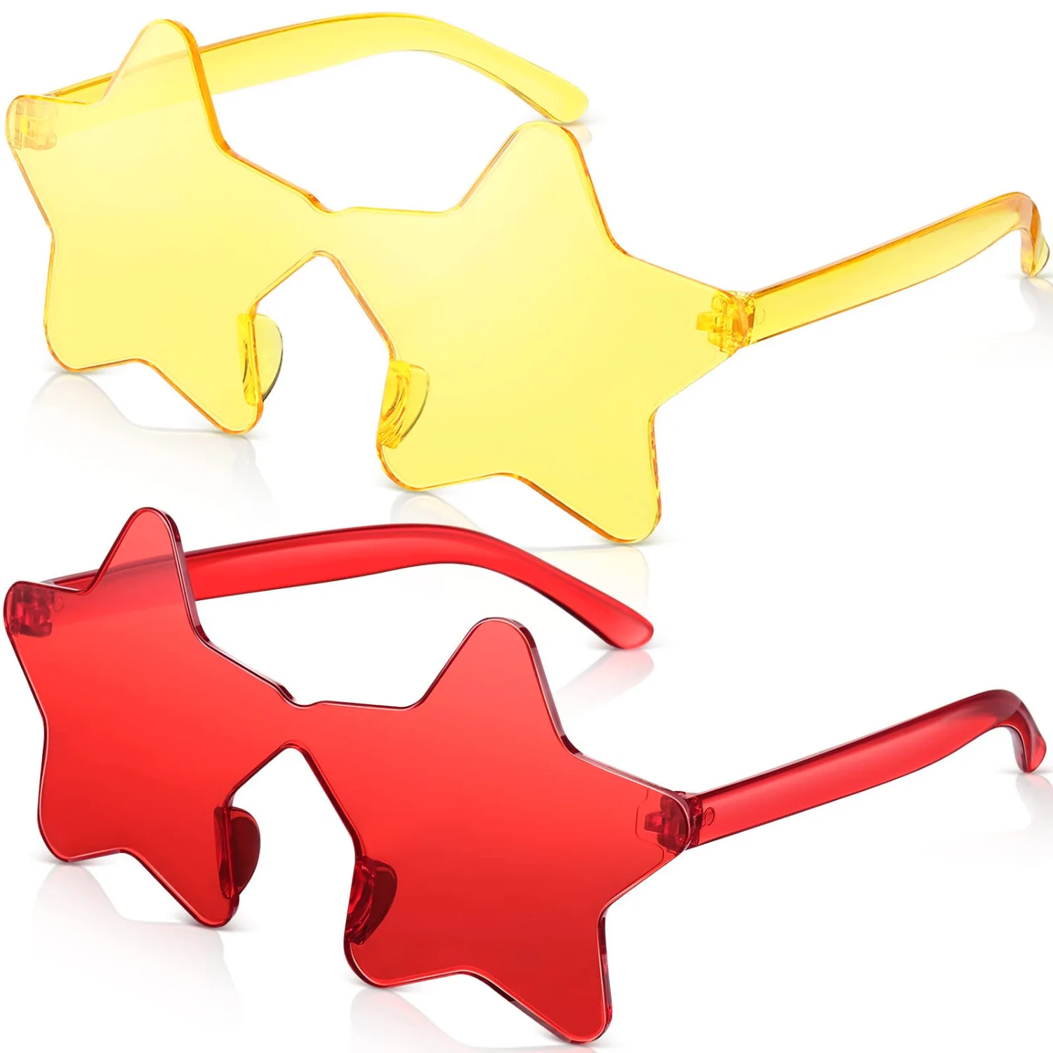 CHENGU Rimless star sunglasses, Red, Yellow