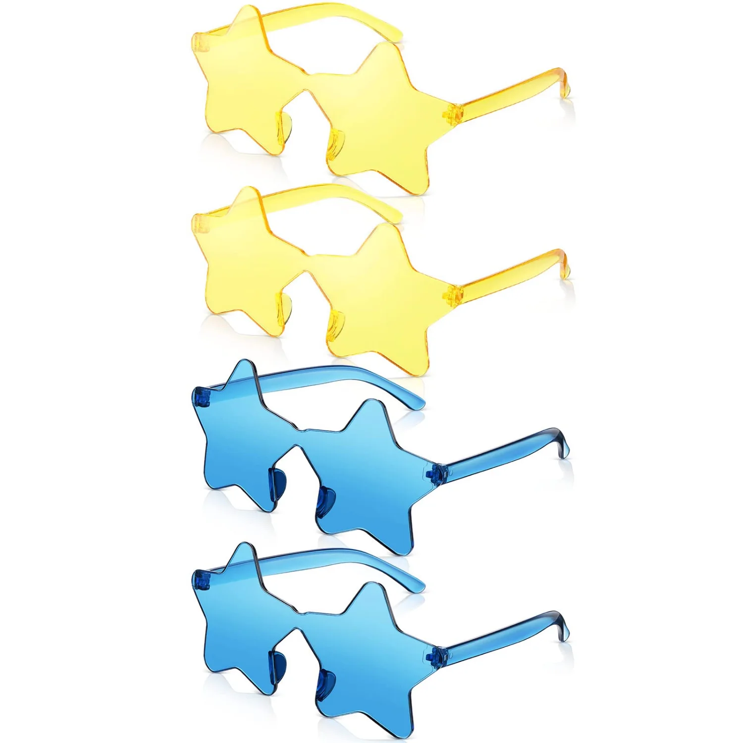 CHENGU Star shaped rimless sunglasses, Yellow, Blue