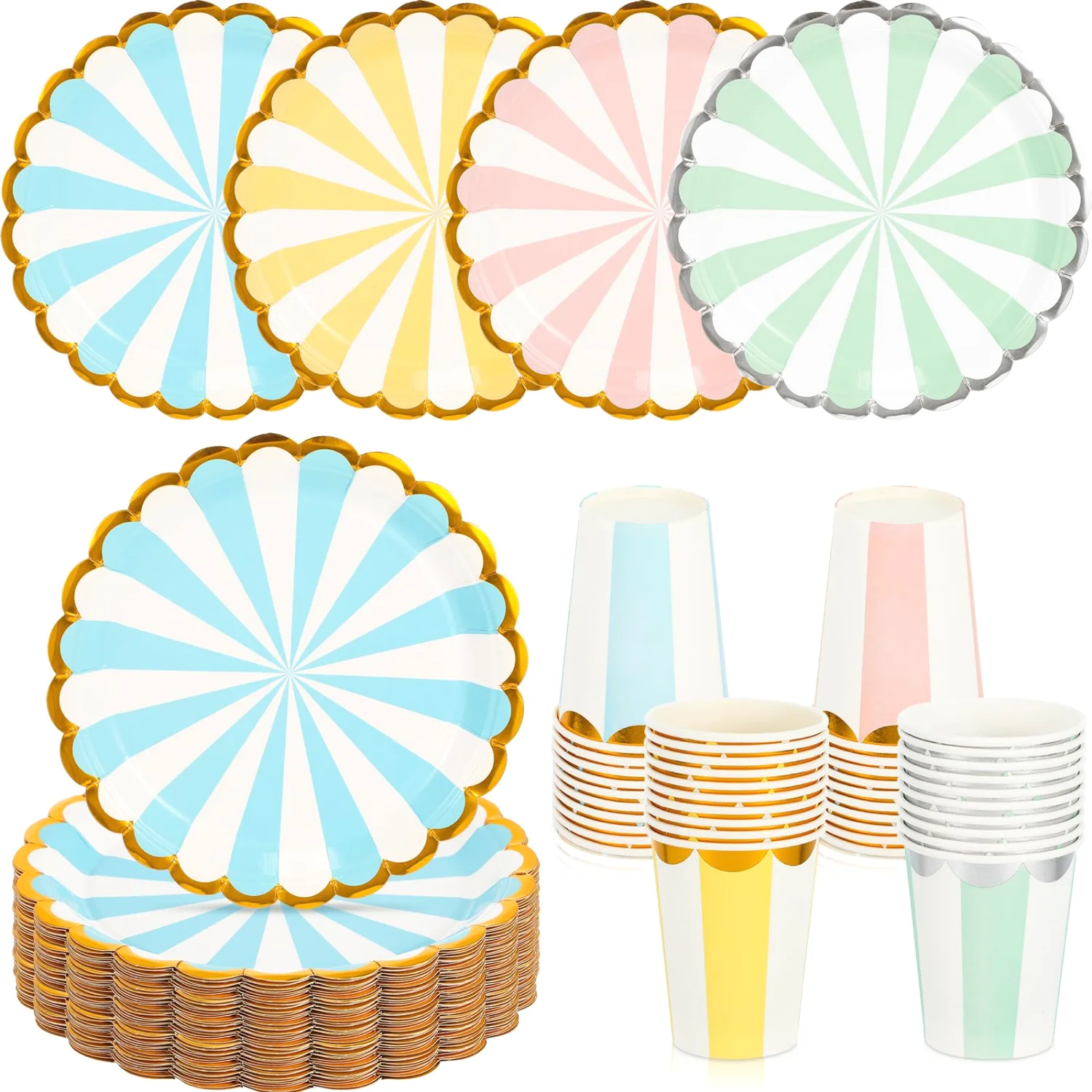 CHENGU Party cups, 80 to 160 pcs, Stripe, 80 pcs